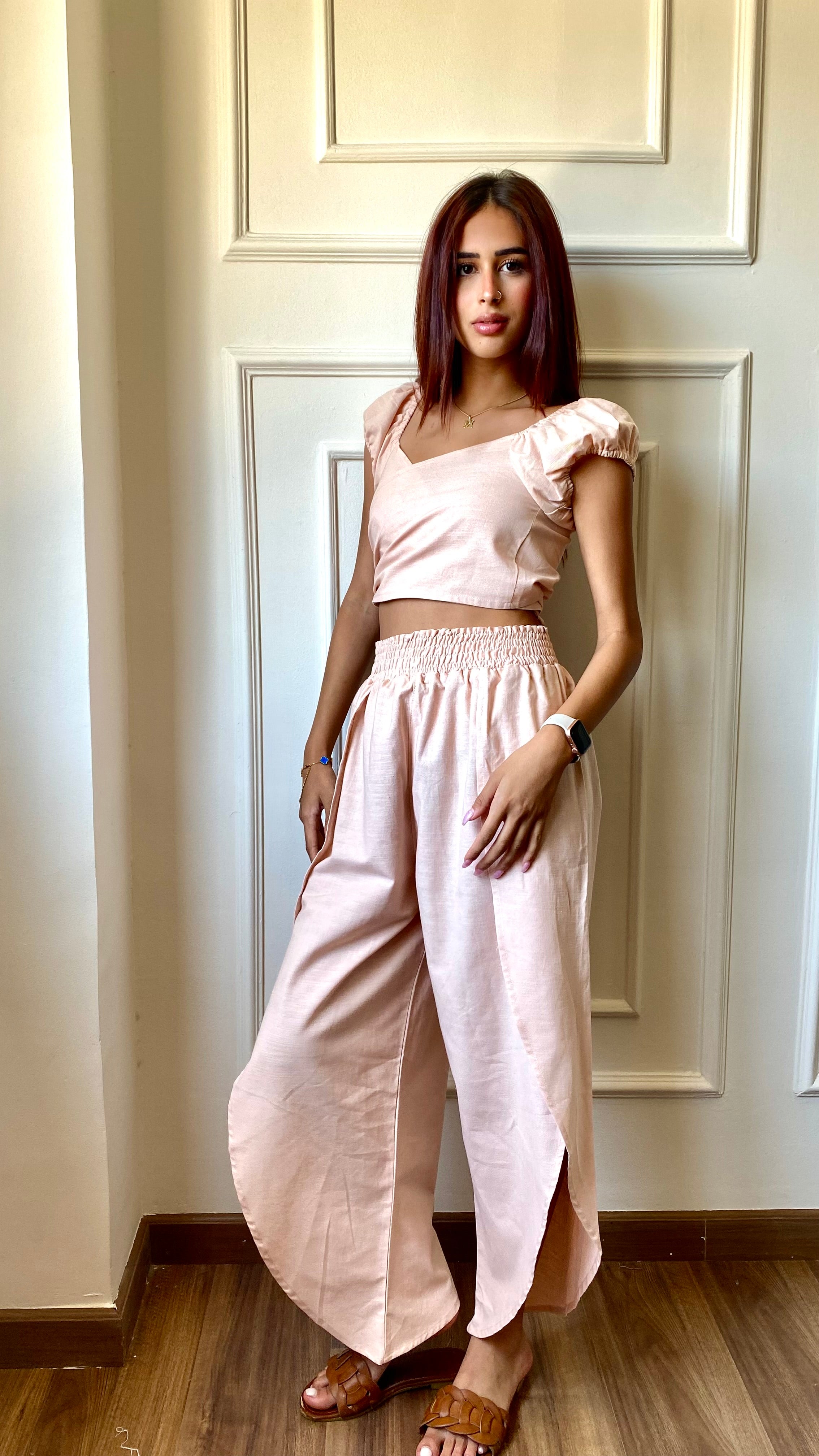 Linen Split Pants Beach Set