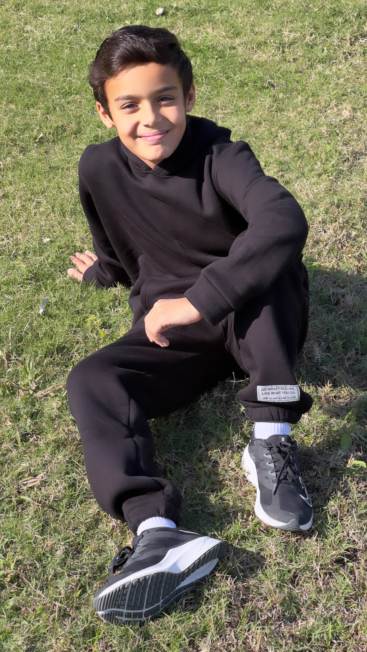 Melton Hoodie Set In Black