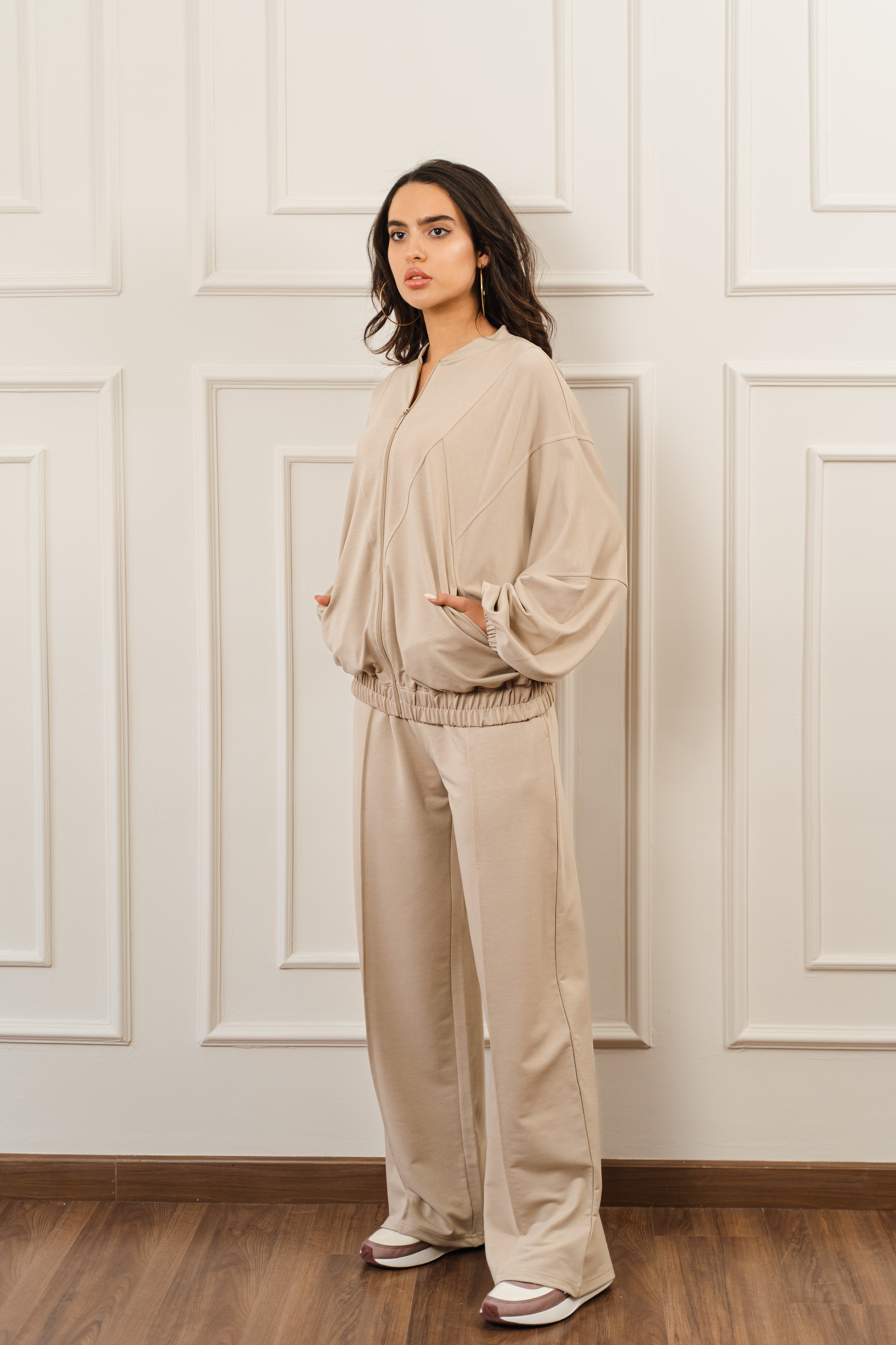 Summer Bomber Set In Beige