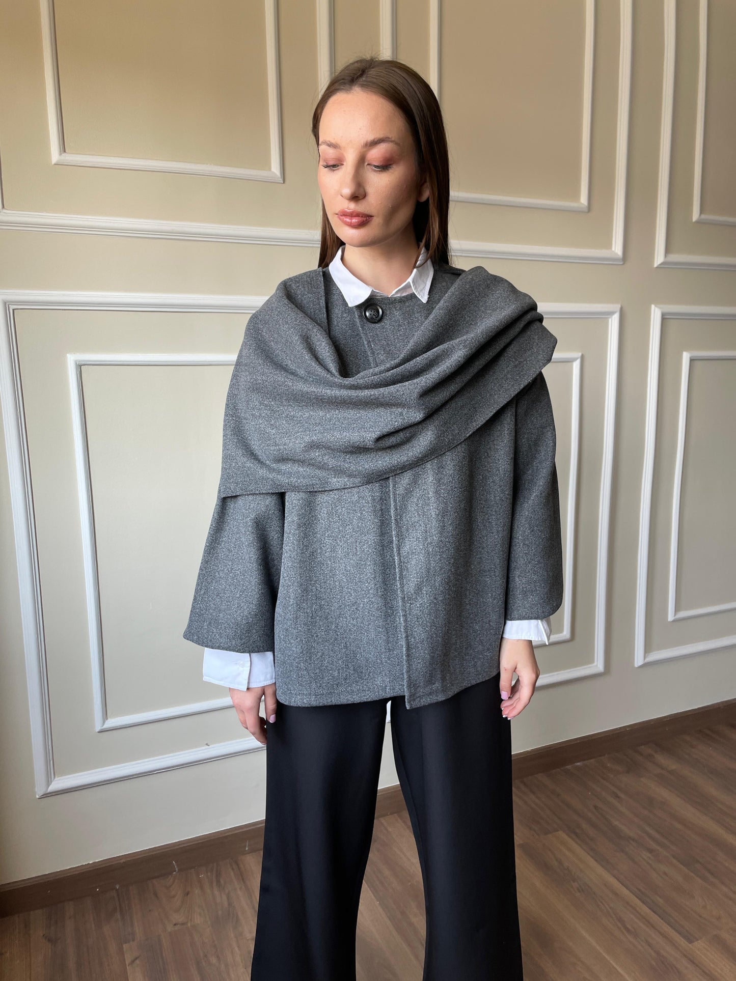 Scarf Jacket In Gray