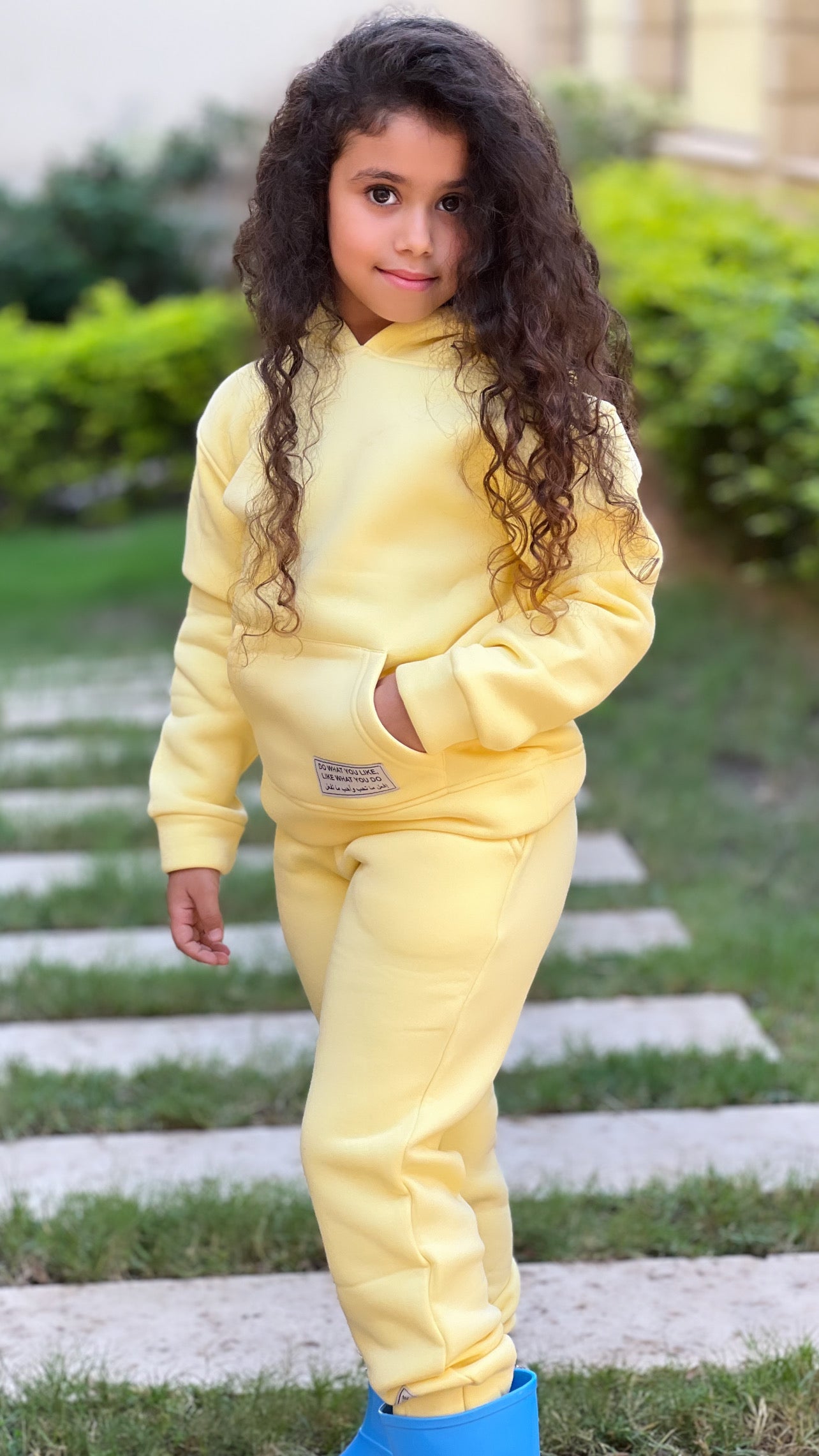 Melton Hoodie Set In Yellow