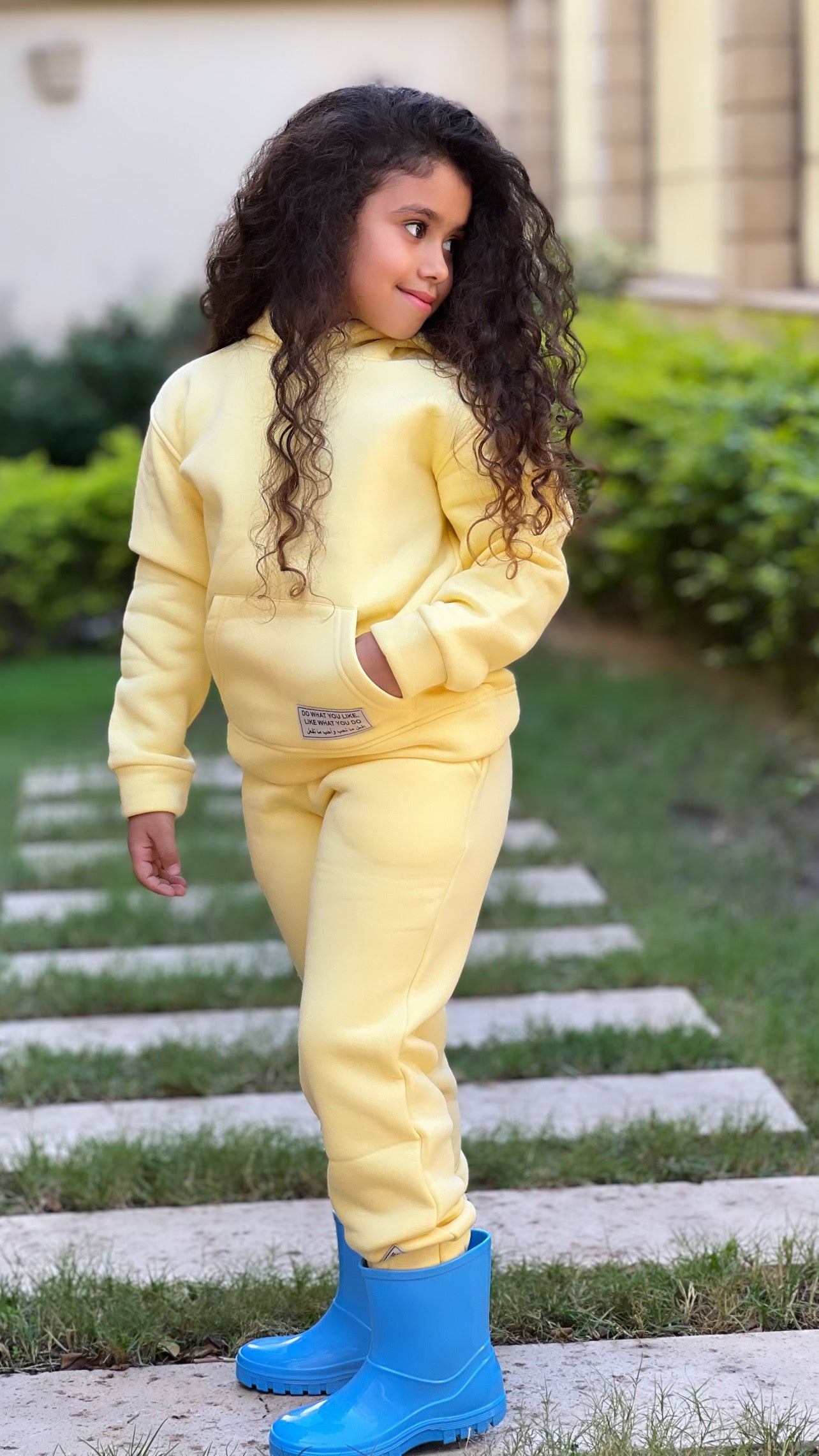 Melton Hoodie Set In Yellow