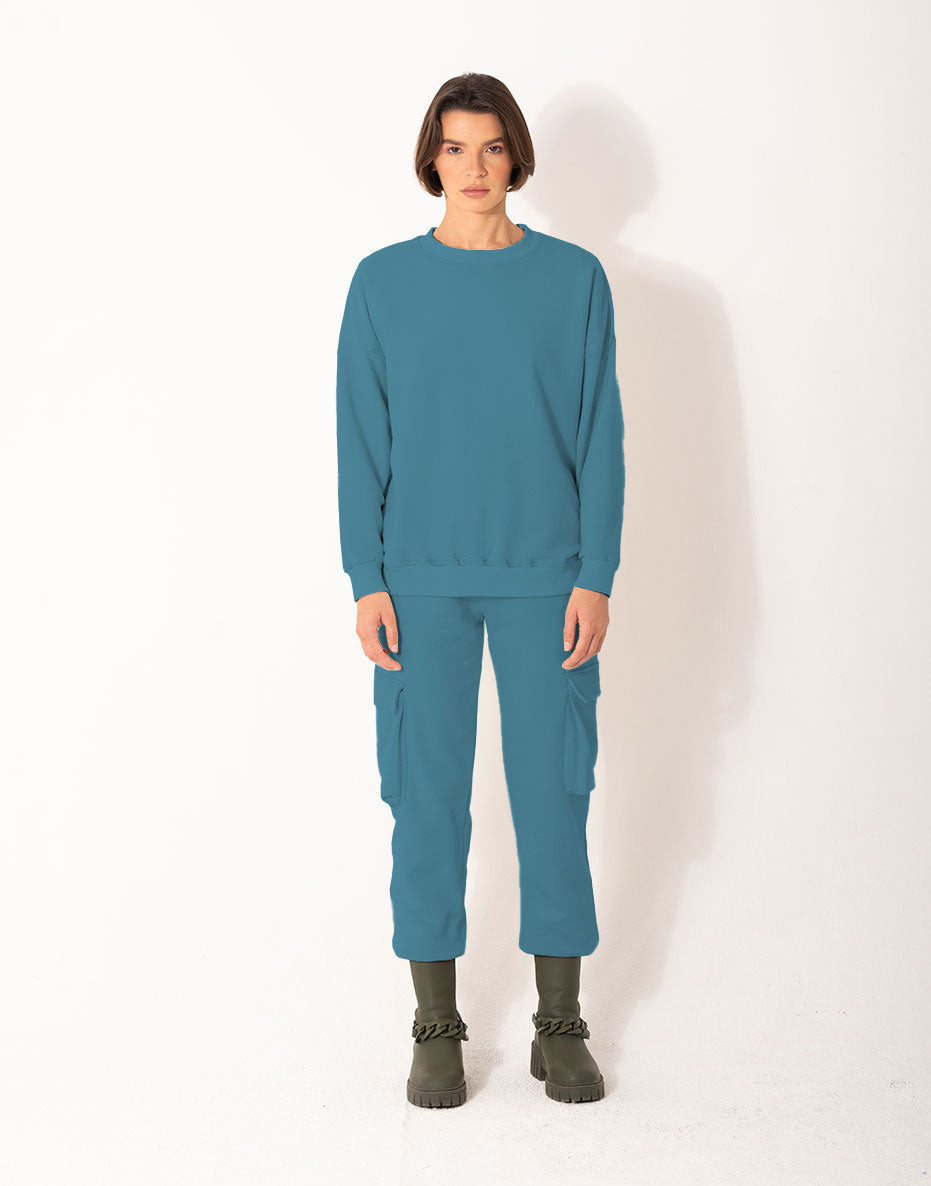 Back Slit Set In Teal/ Heavy Cotton