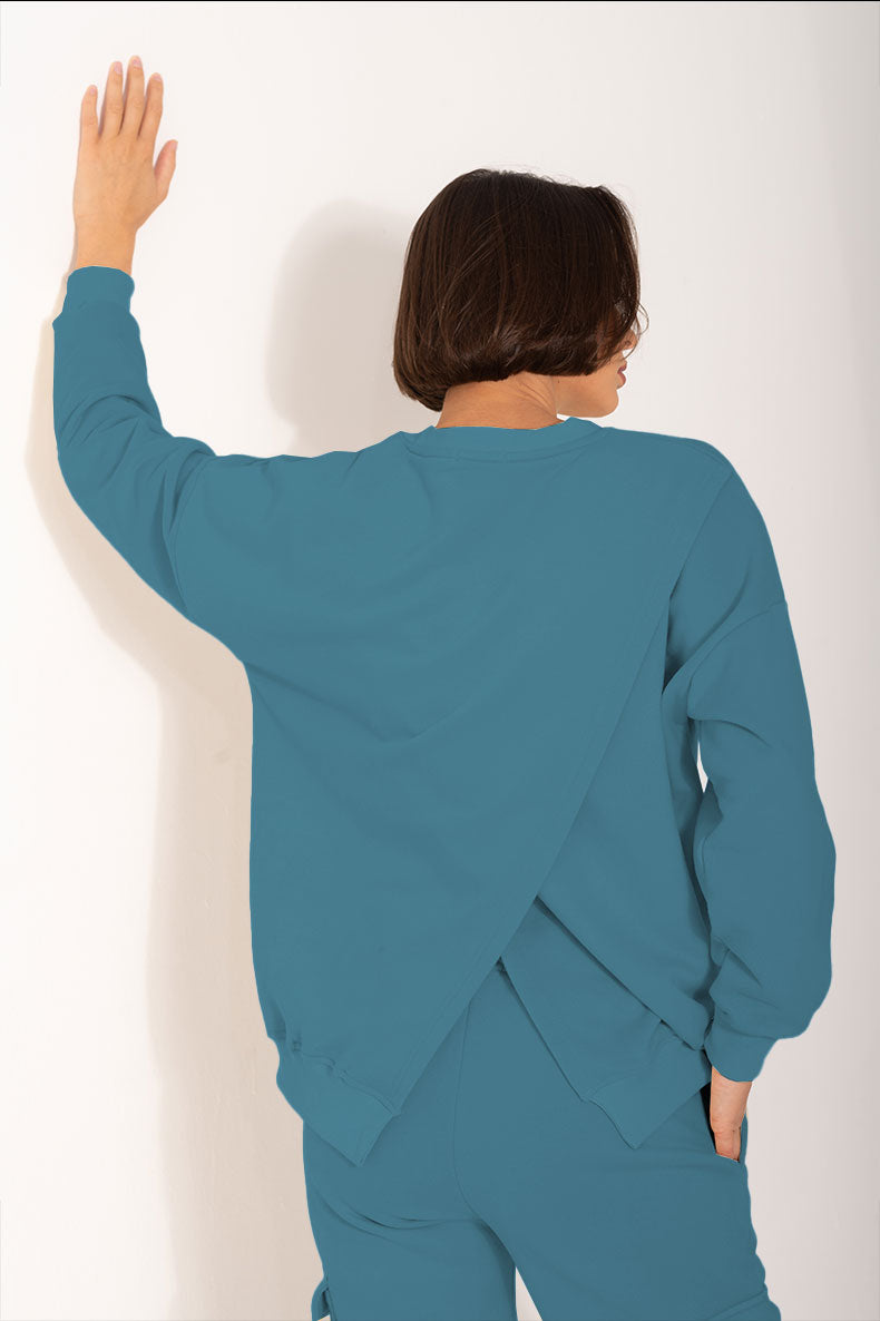 Back Slit Set In Teal/ Heavy Cotton