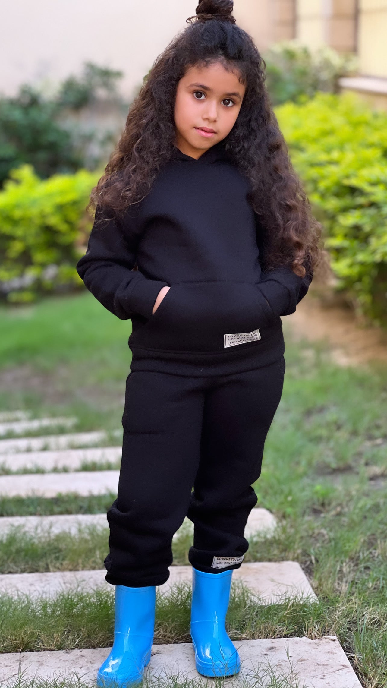 Melton Hoodie Set In Black