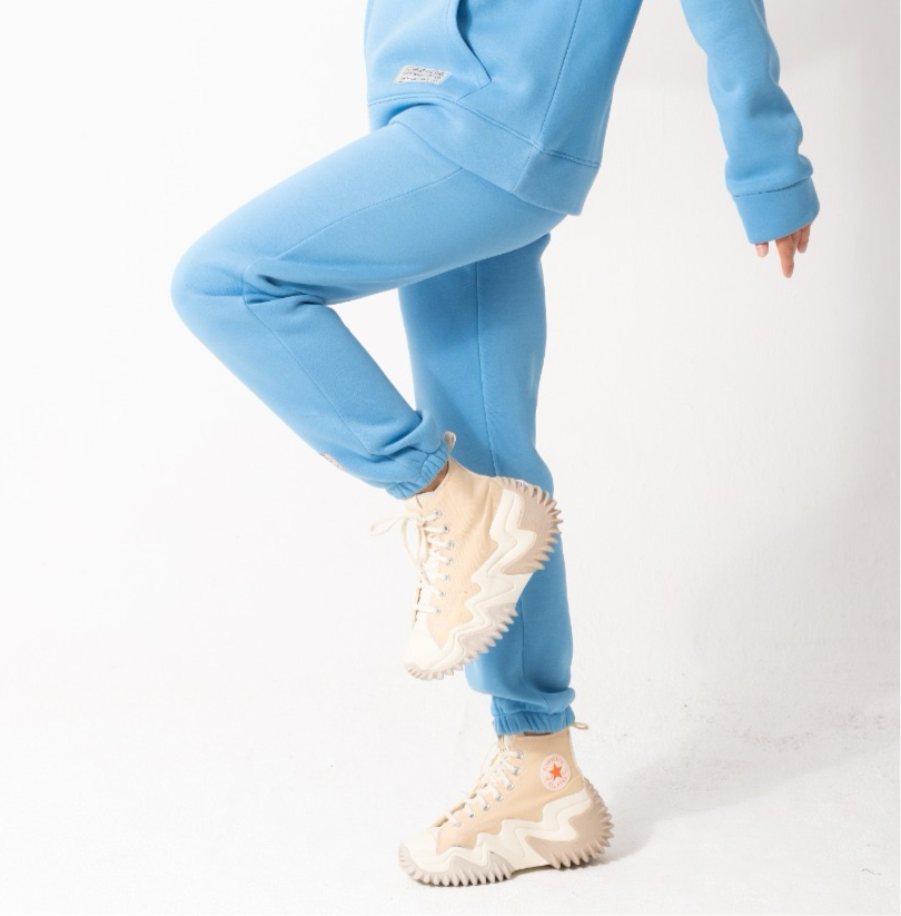 Elastic Basic Patch Sweatpants In Blue