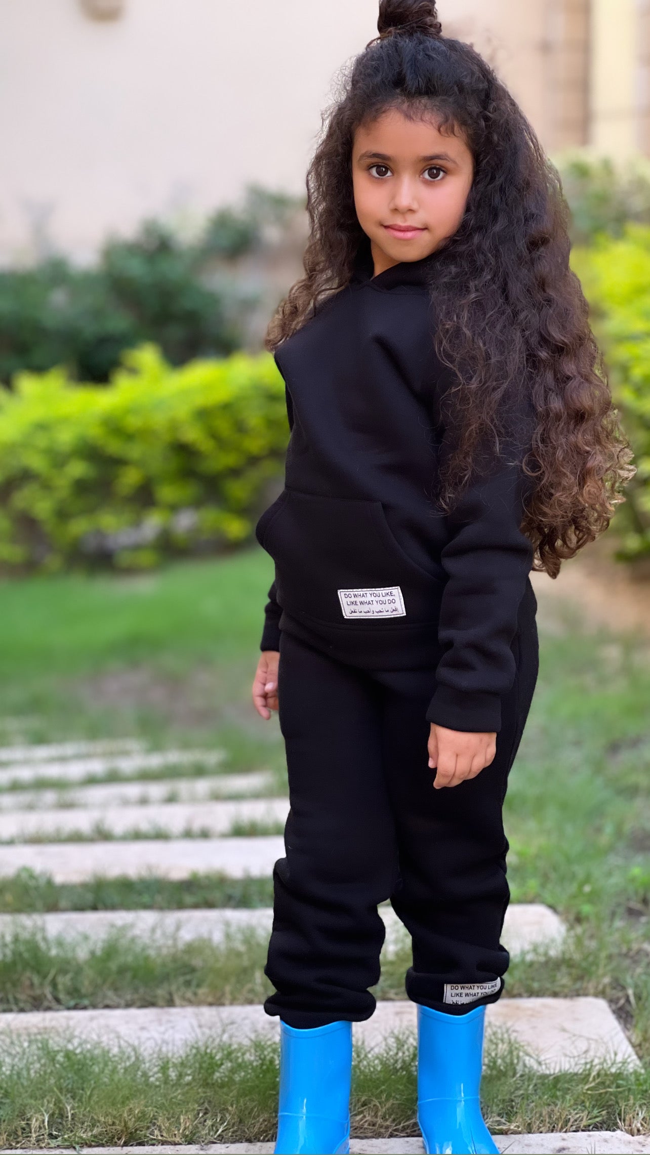 Melton Hoodie Set In Black