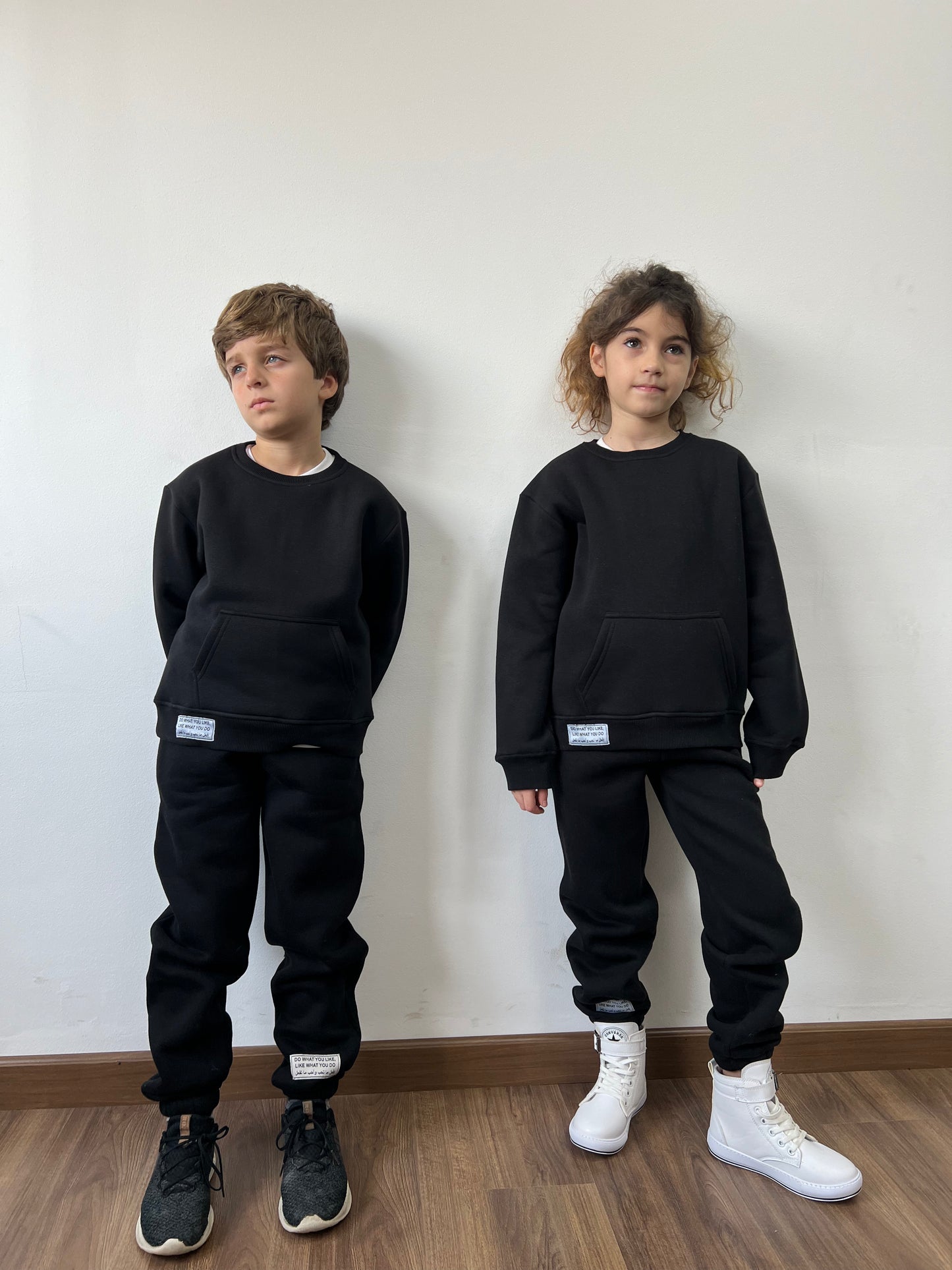 Patched Sweatshirt Set In Black