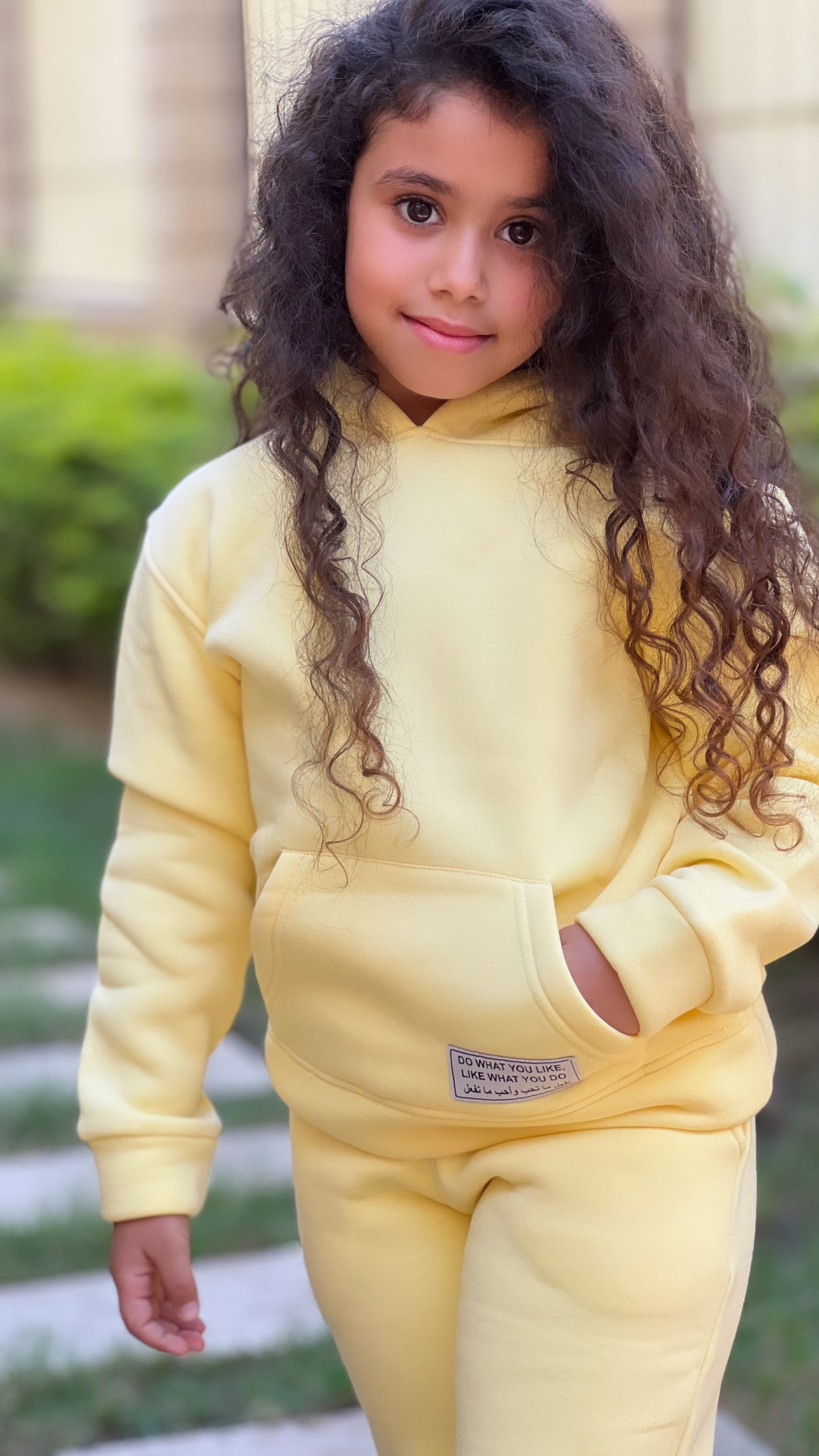 Melton Hoodie Set In Yellow