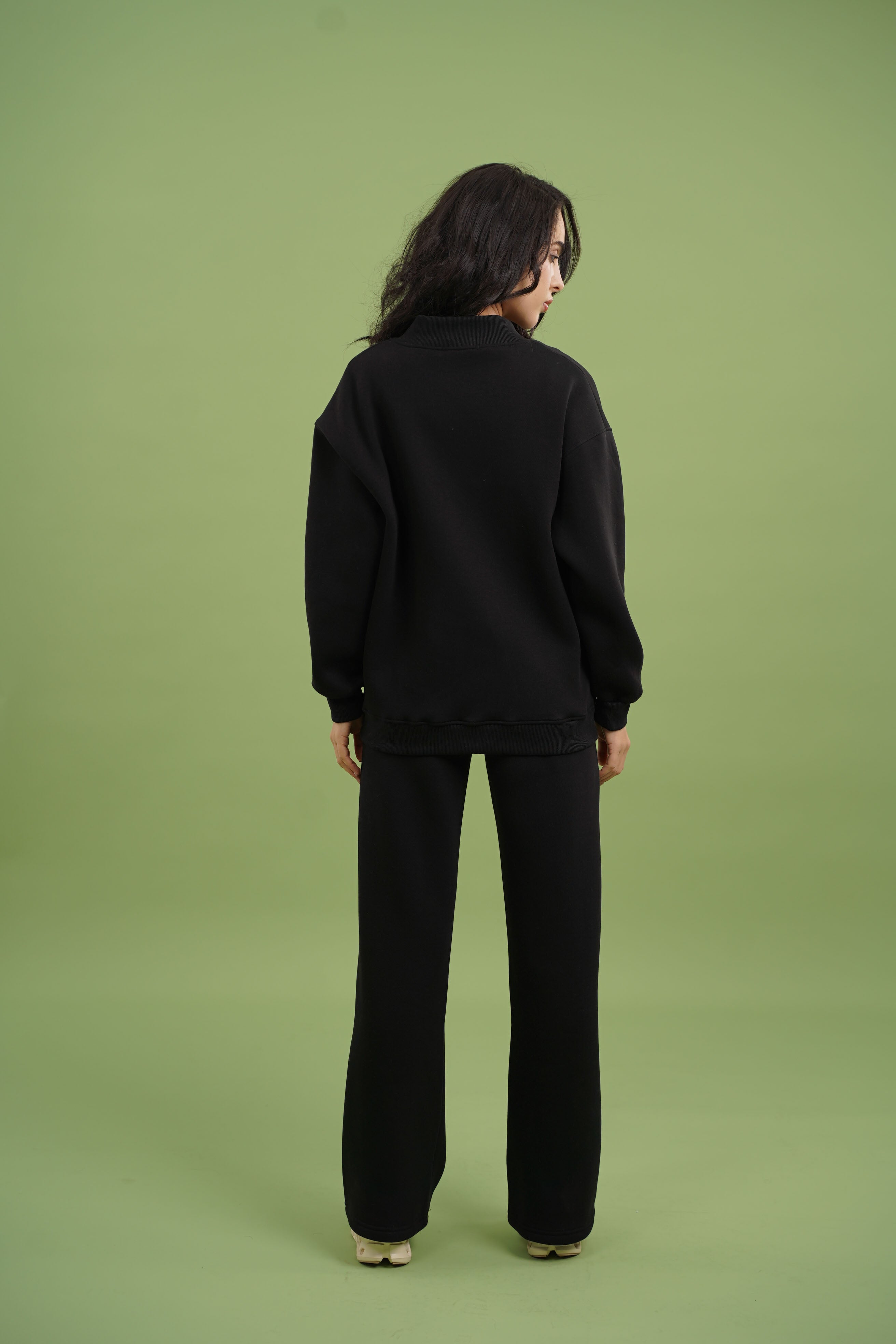 Dropped Shoulder Button Pants | Black