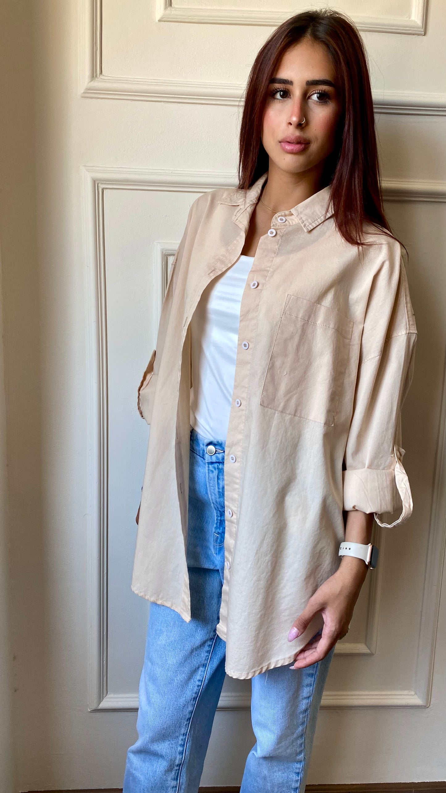 L-I - Oversized Shirt l Beige