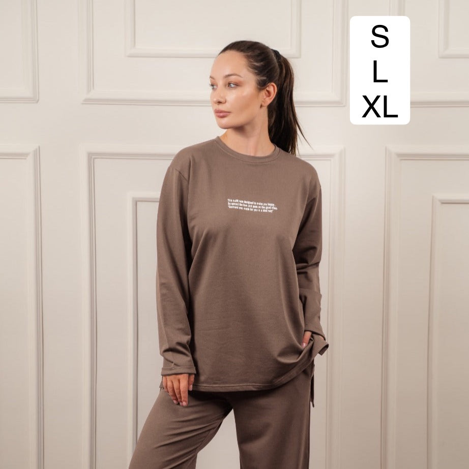 Long Sleeved T-Shirt In Cotton |Brown