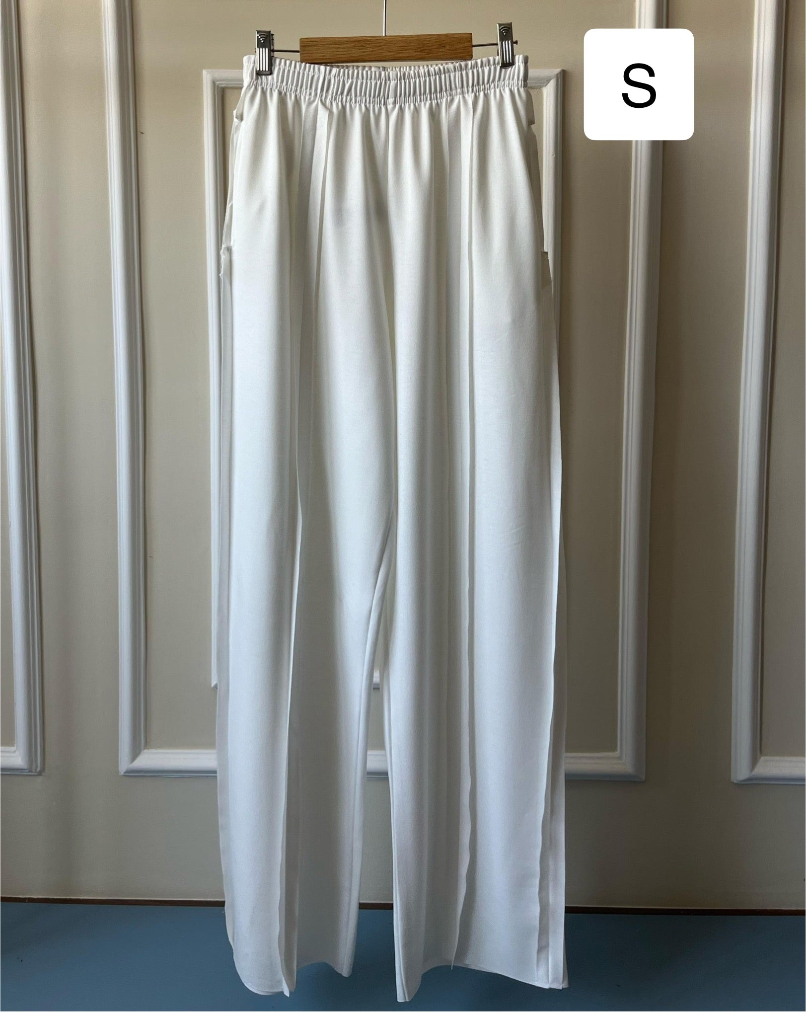 Raw Edge wideleg Pants In White