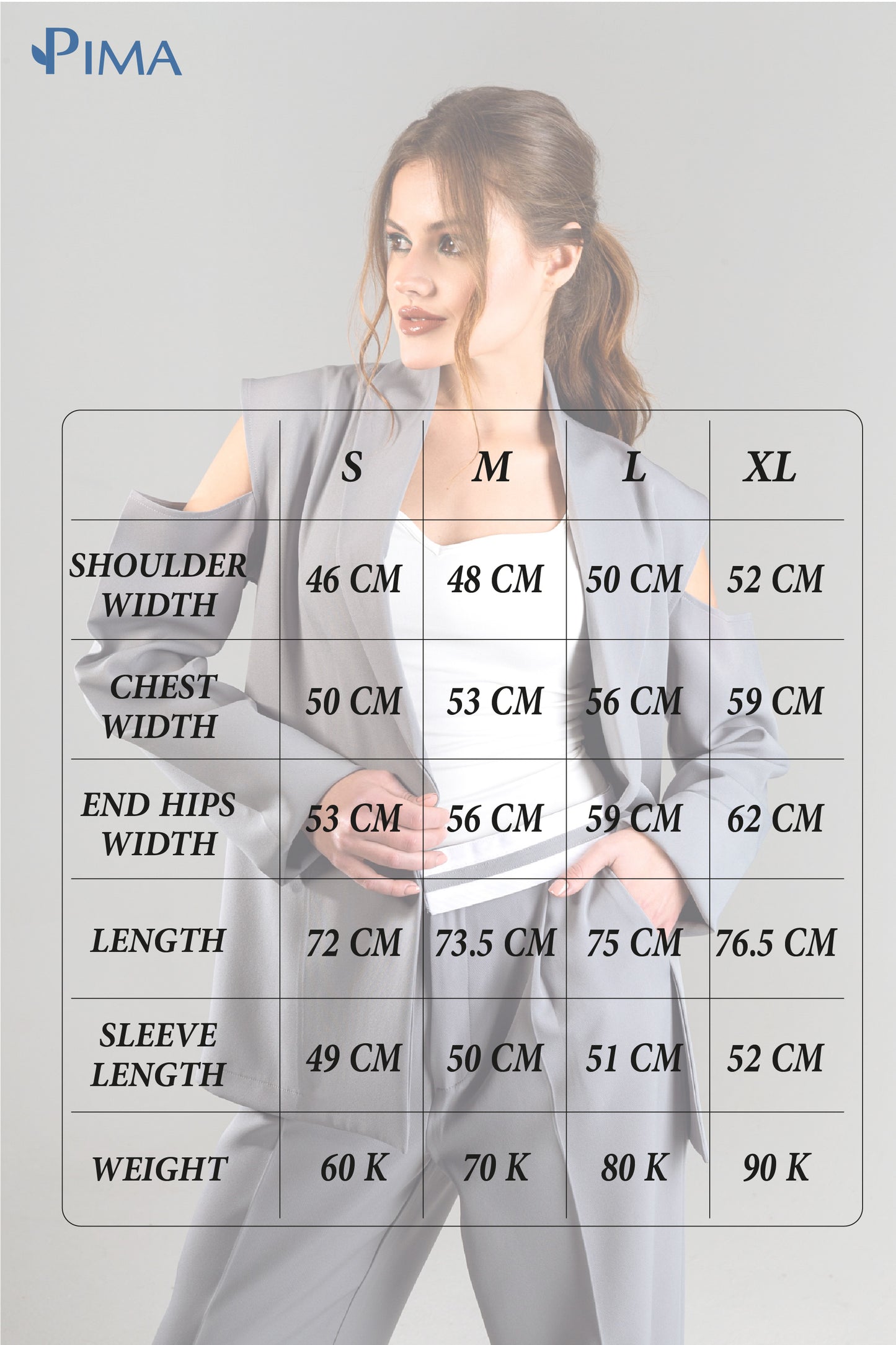 Draped Shoulder Blazer- Grey