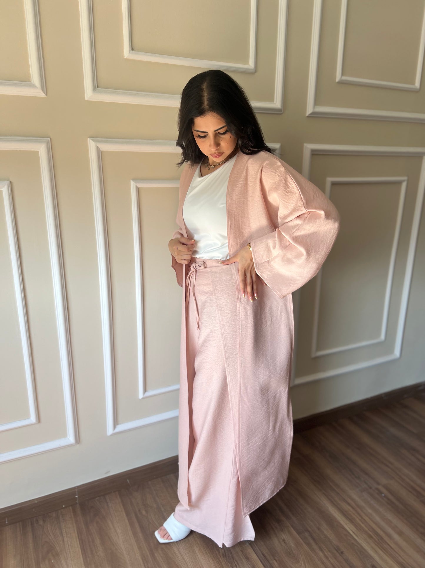 Warrped Trouser Set |Powder Pink