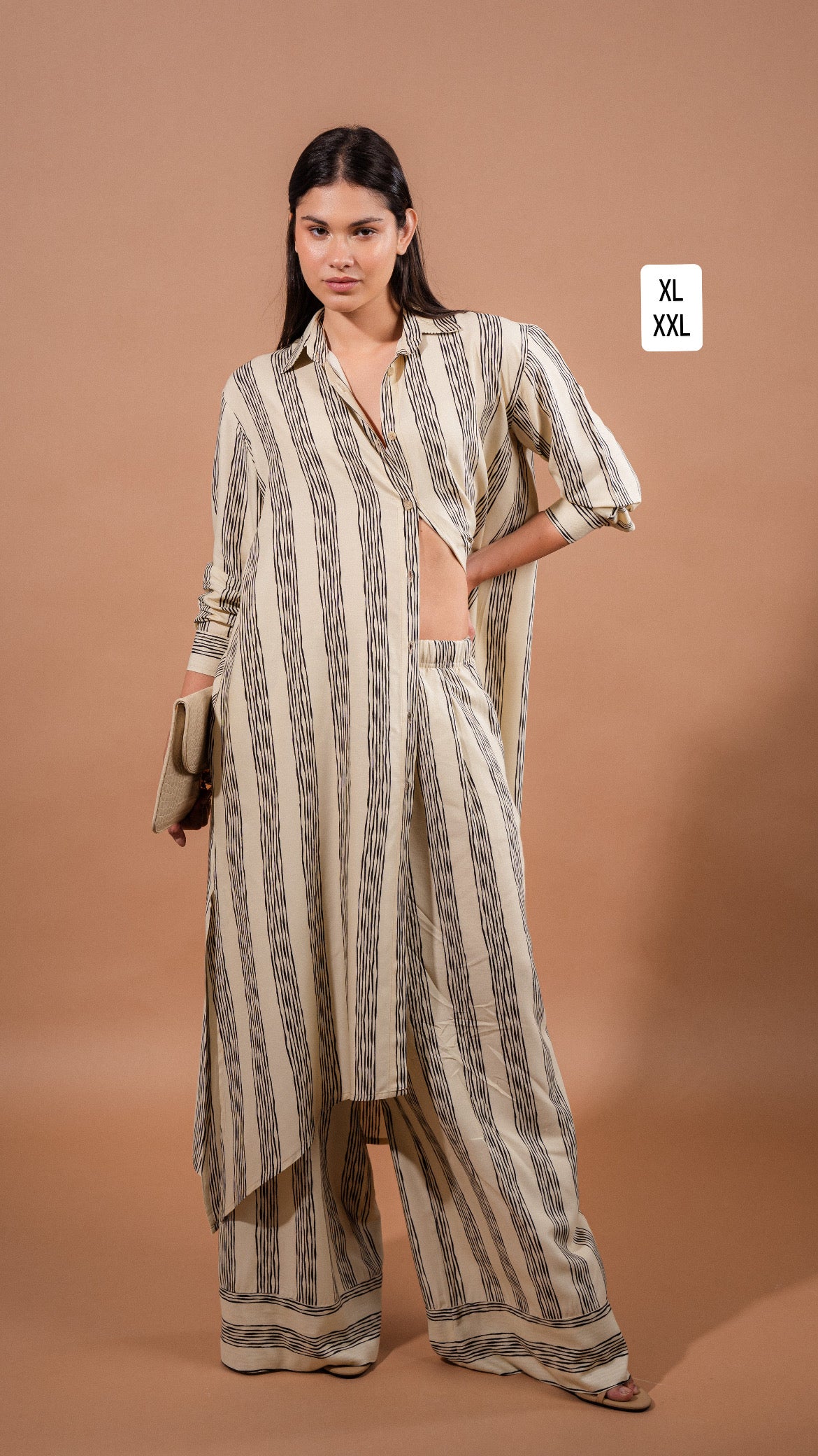 Striped cardigan Shirt| Beige