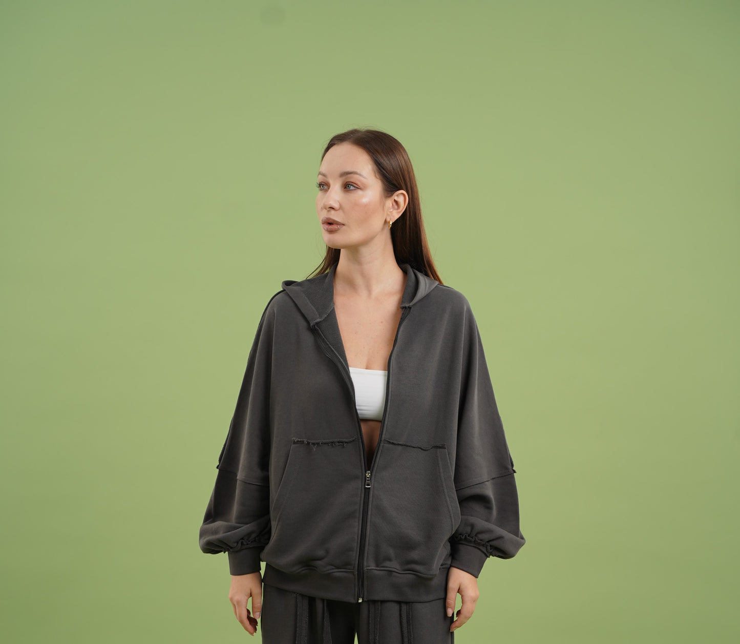 Raw Edge Jacket In Dark Gray
