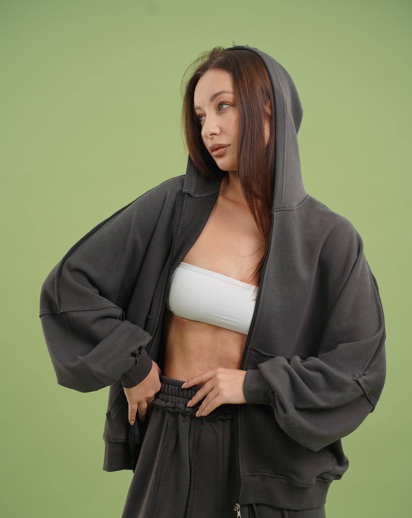 Raw Edge Jacket In Dark Gray