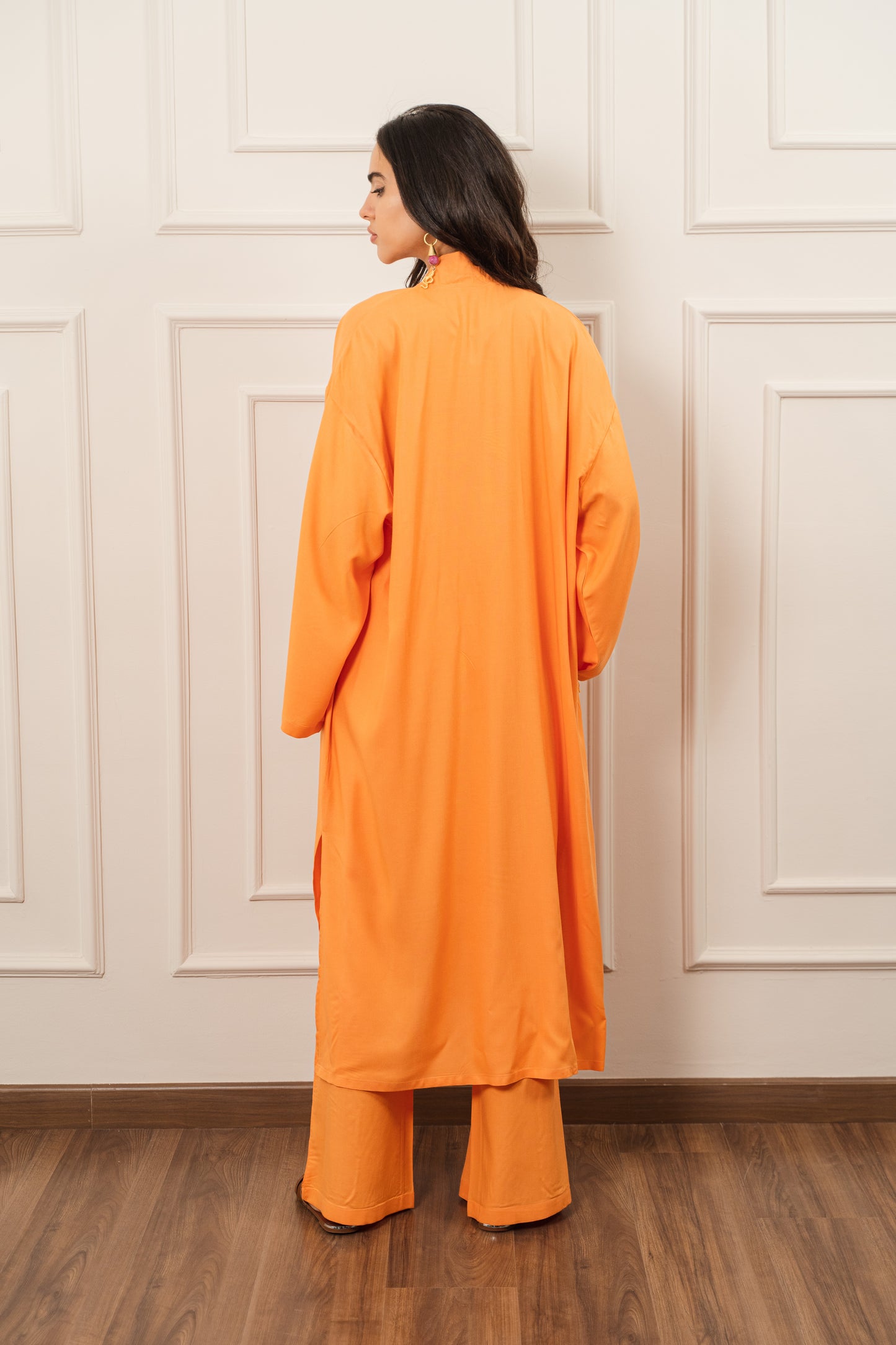 Long Cardigan Set In Orange