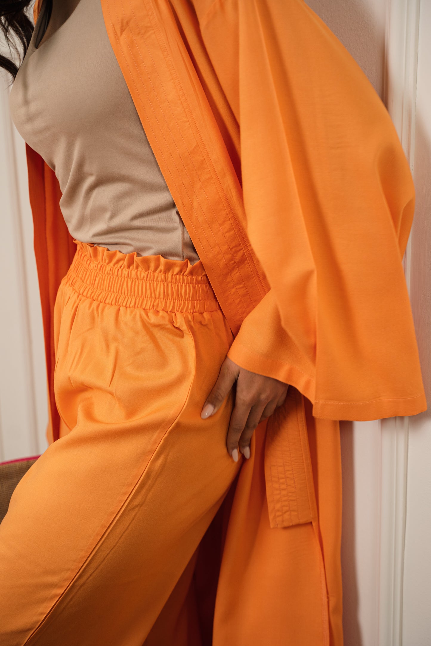 Long Cardigan Set In Orange