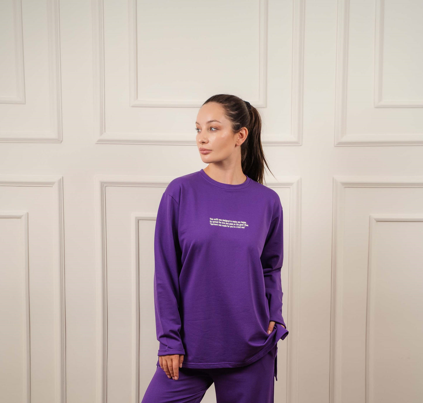 Long Sleeved T-Shirt In Cotton | Purple