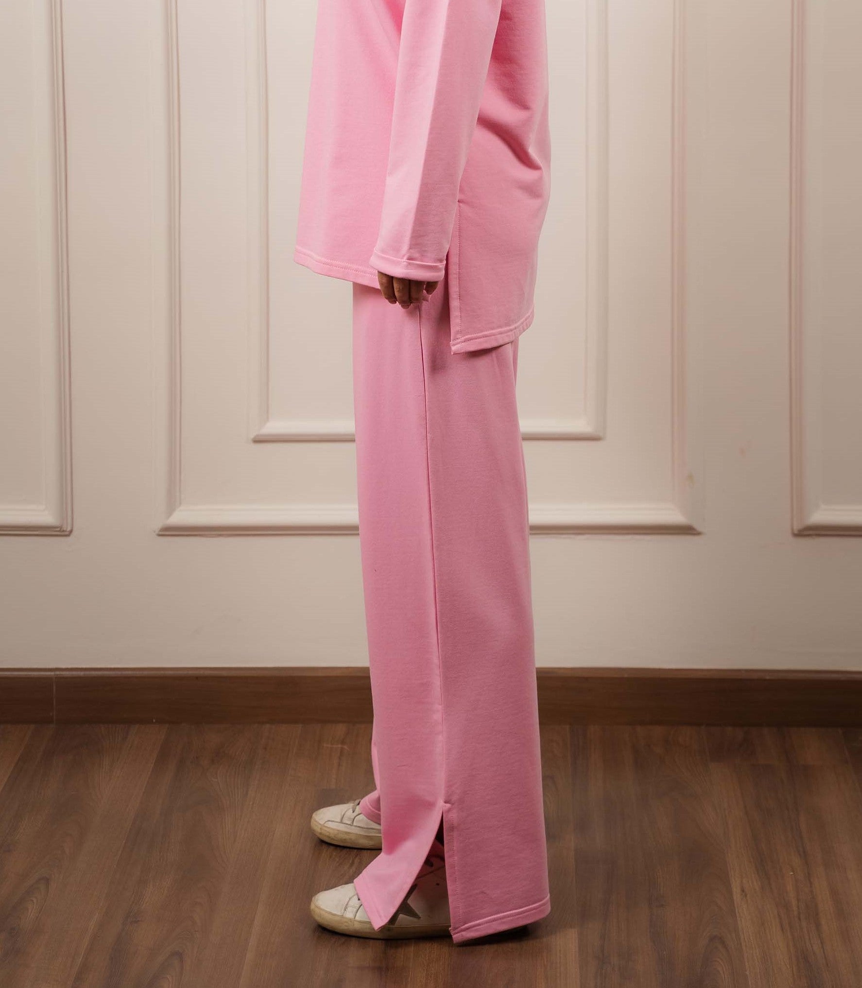 Wide Leg Pants In Cotton | Pink