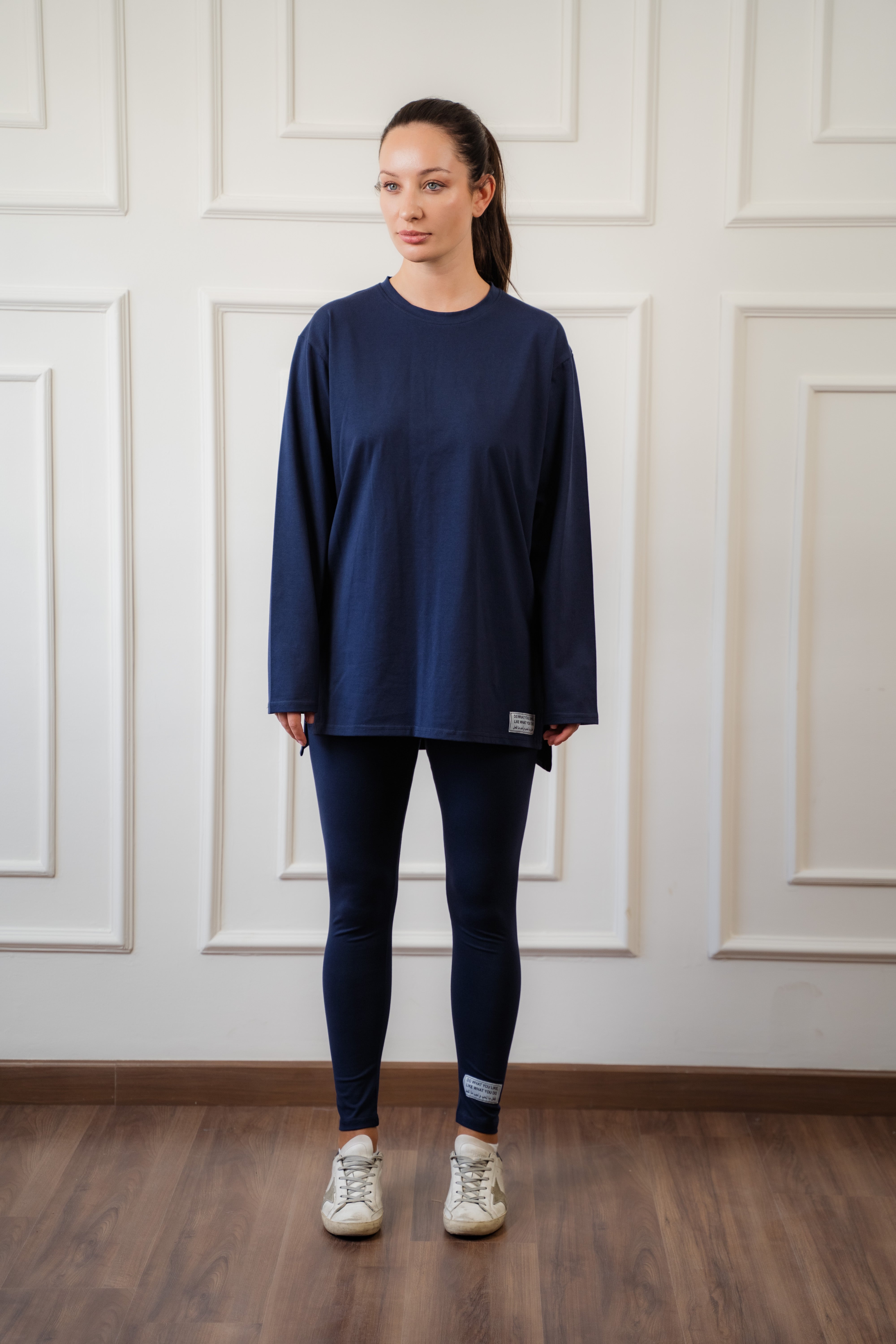 Leggings set with side slit long sleeve top