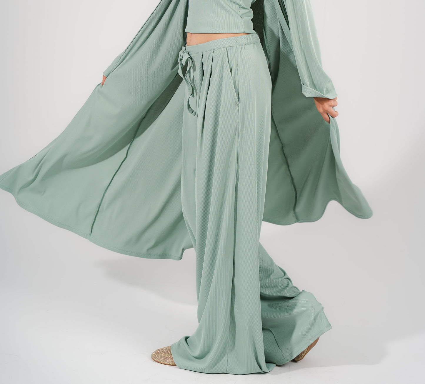 Trio Wide Leg Pants | Mint Green