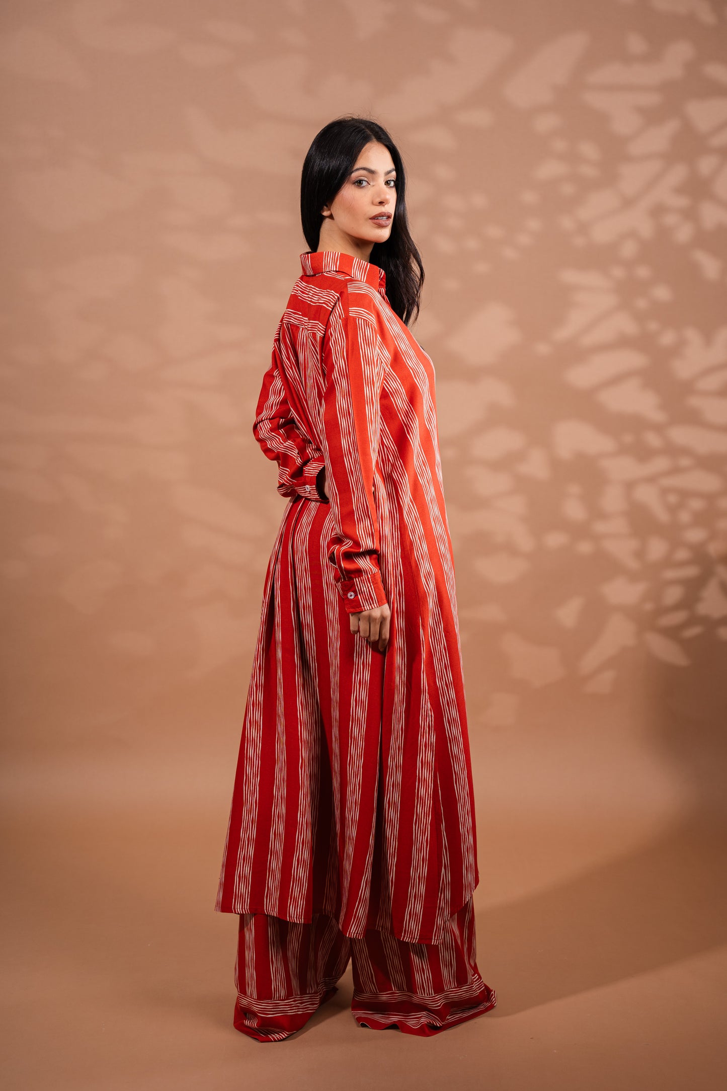 Striped cardigan Shirt| Red