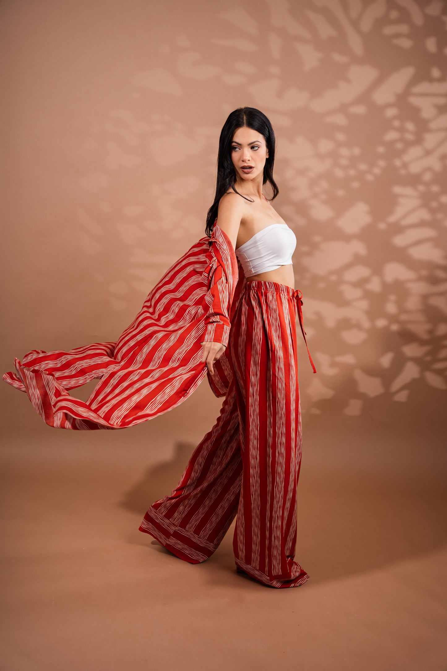 Striped cardigan set | Red