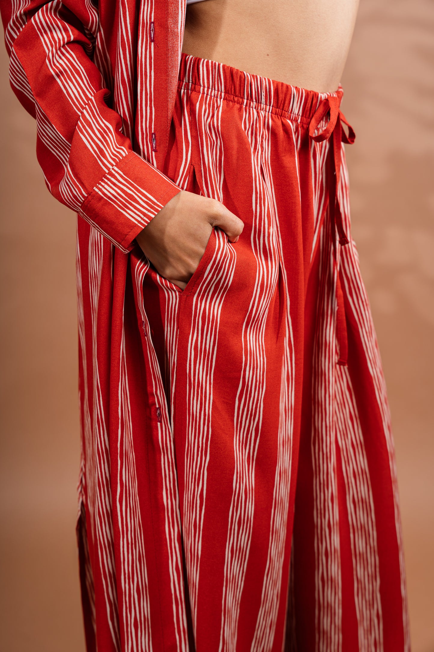 Striped cardigan set | Red