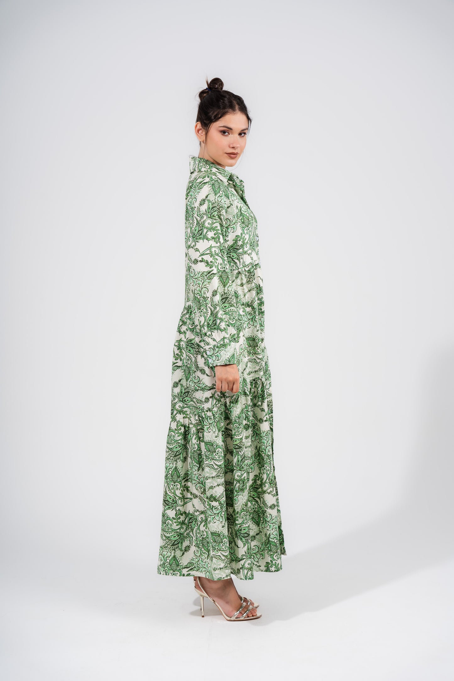 Printed Long Dress | Green