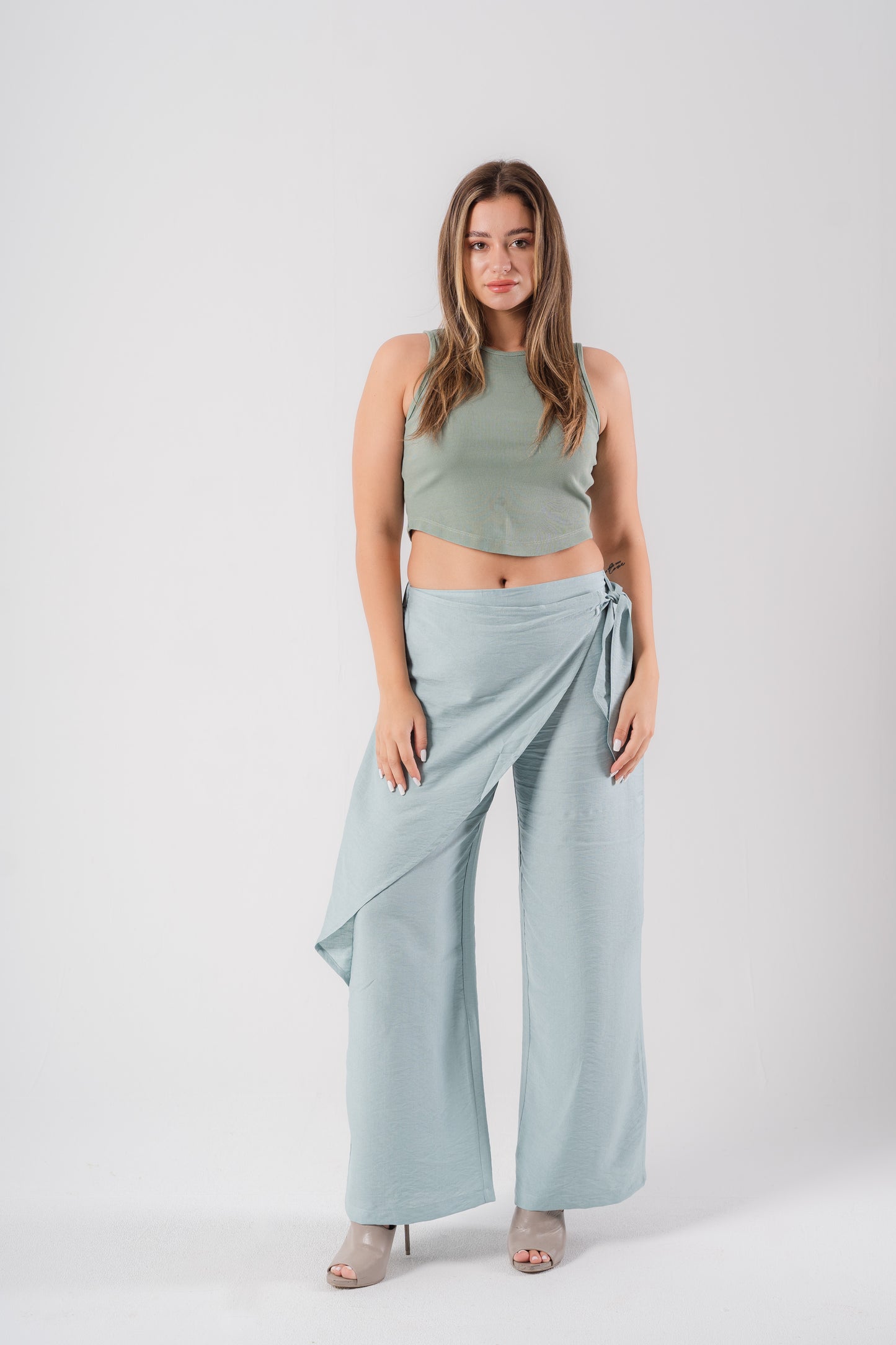 L-I -Wrapped Linen Pants I Mint