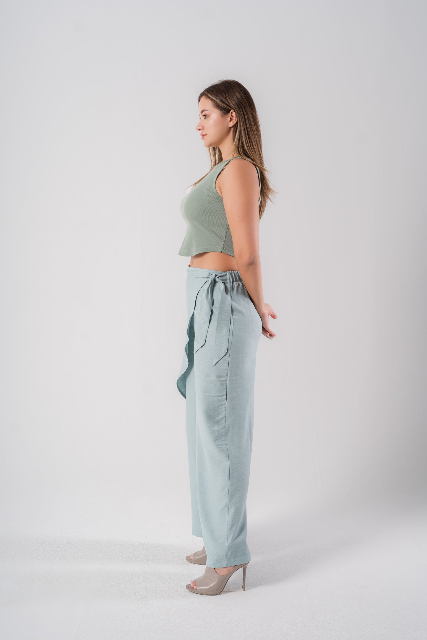 L-I -Wrapped Linen Pants I Mint