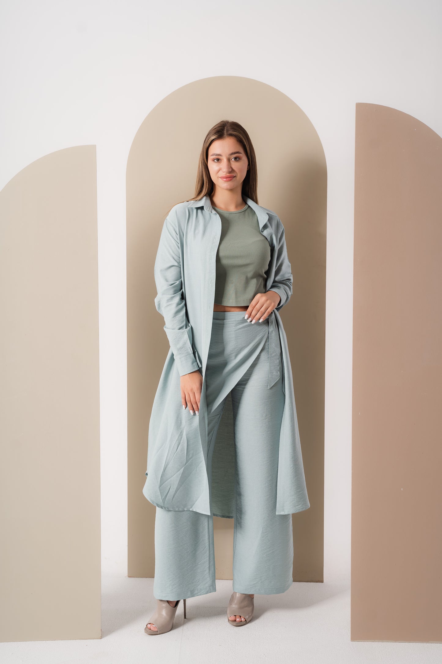 L-I -Wrapped Linen Pants I Mint