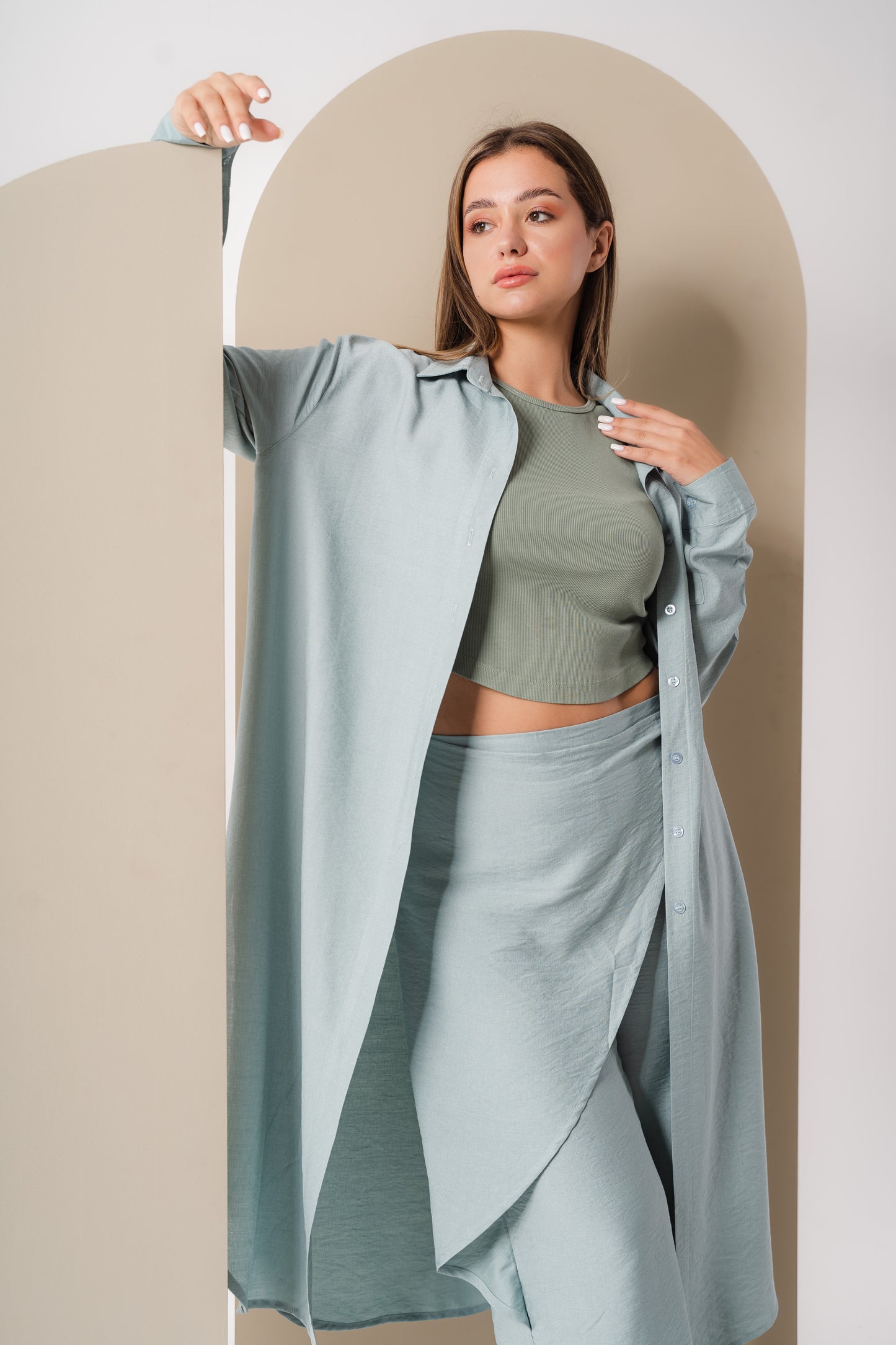 L-I -Wrapped Linen Pants I Mint