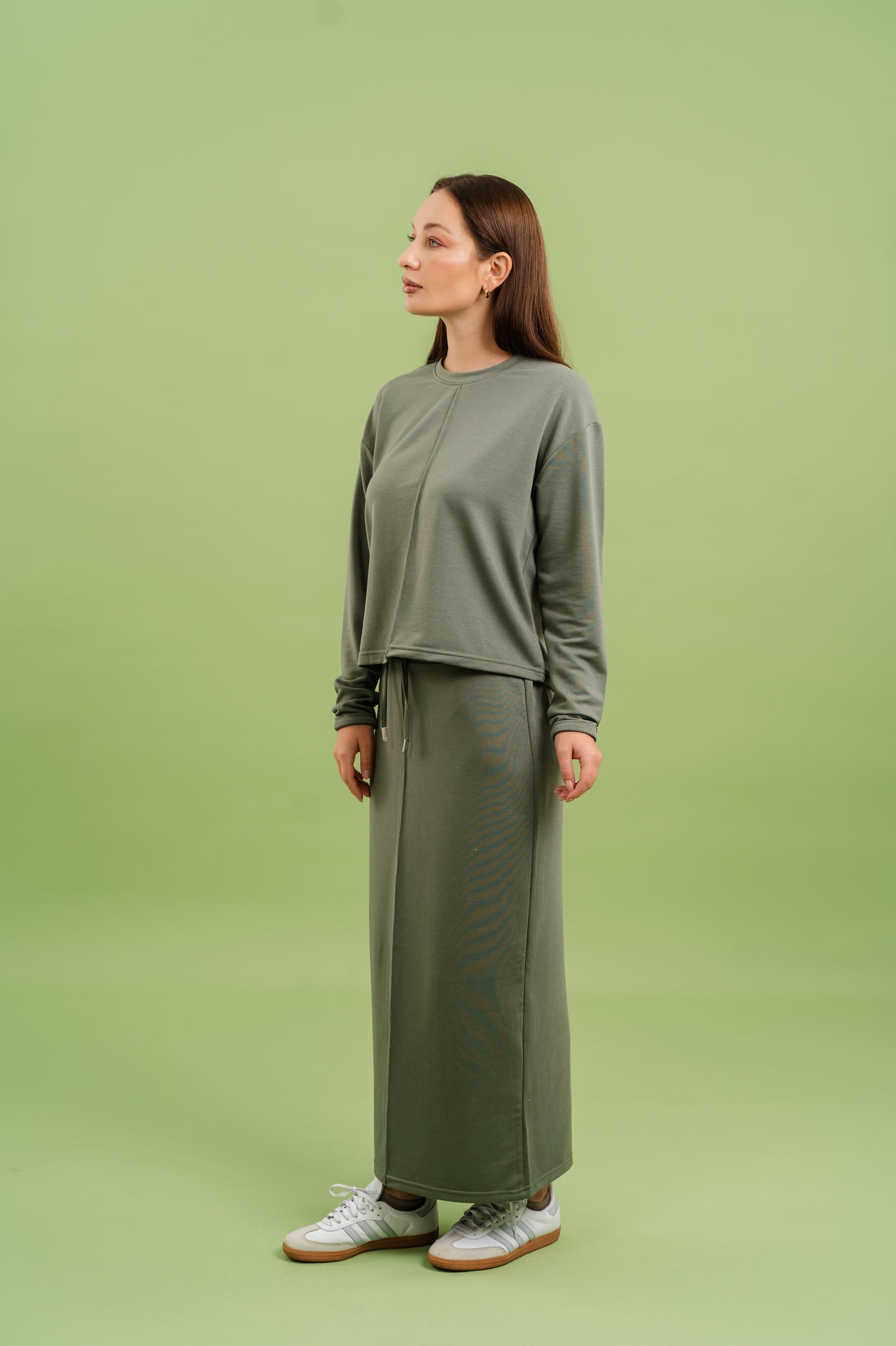 Pencil Skirt Set In Olive