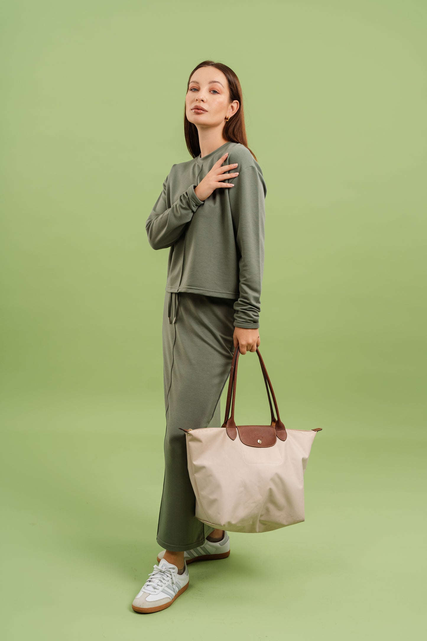 Pencil Skirt Set In Olive