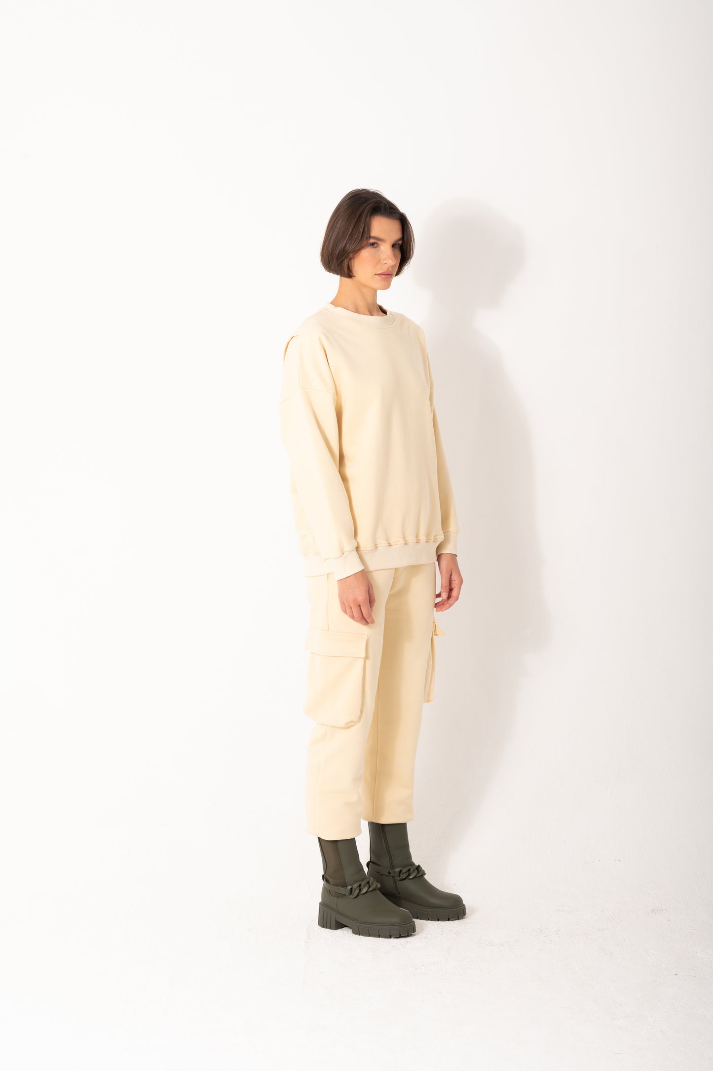 Back Slit Set In Beige / Heavy Cotton