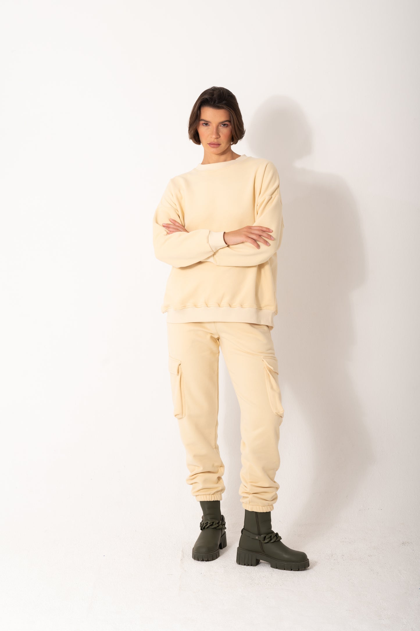 Back Slit Set In Beige / Heavy Cotton