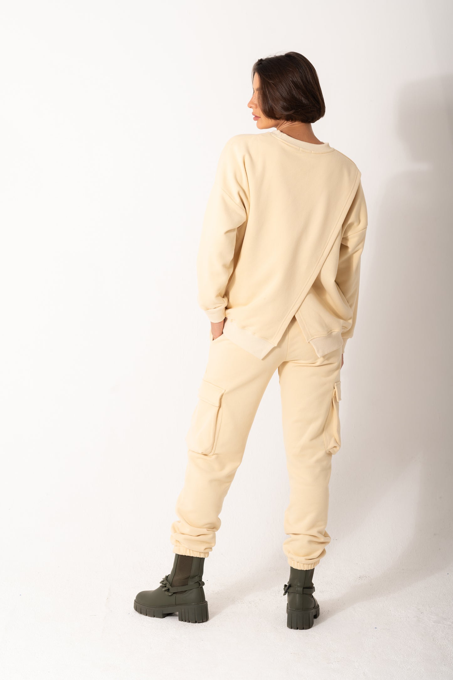 Back Slit Set In Beige / Heavy Cotton
