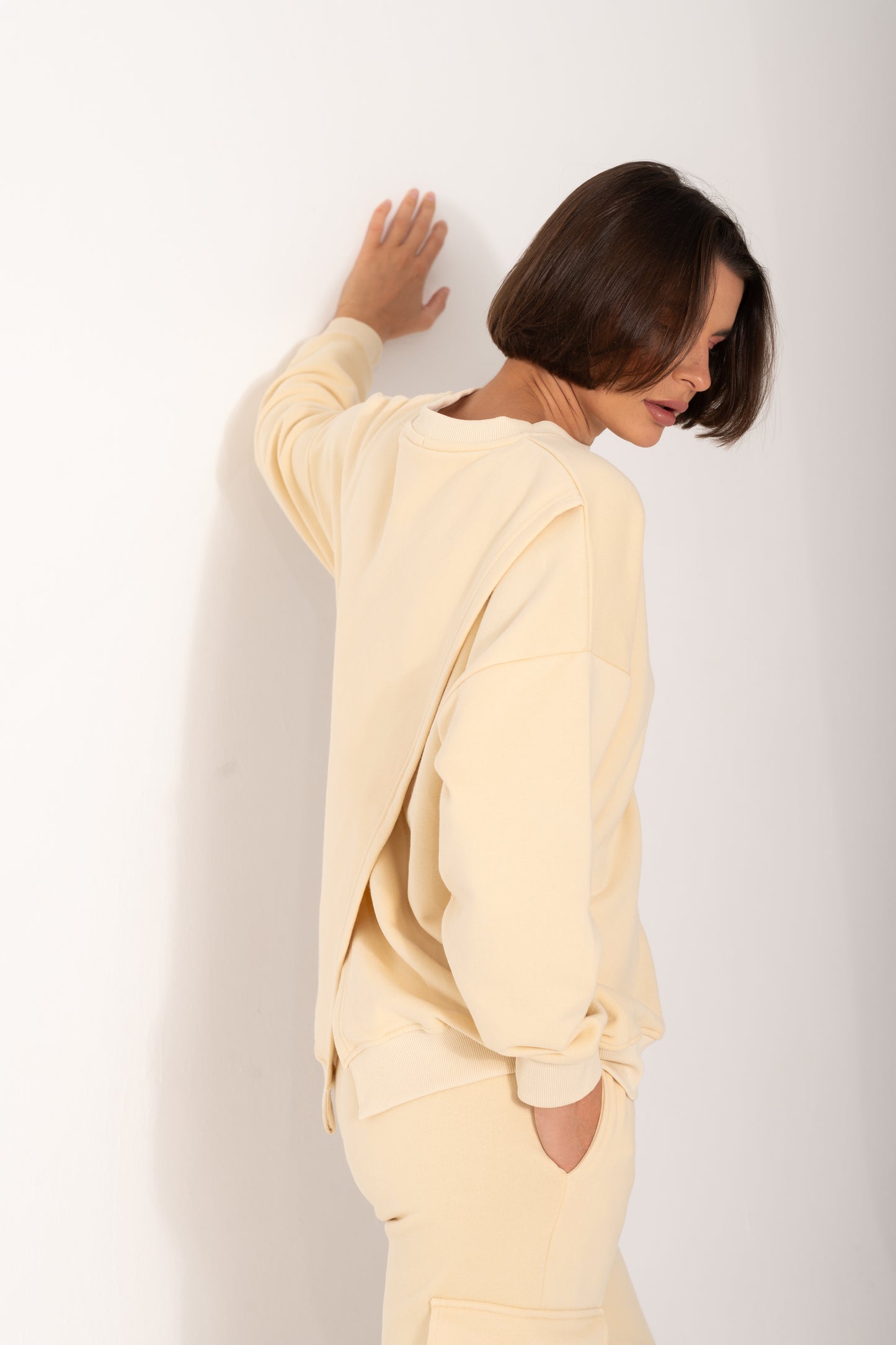 Back Slit Set In Beige / Heavy Cotton