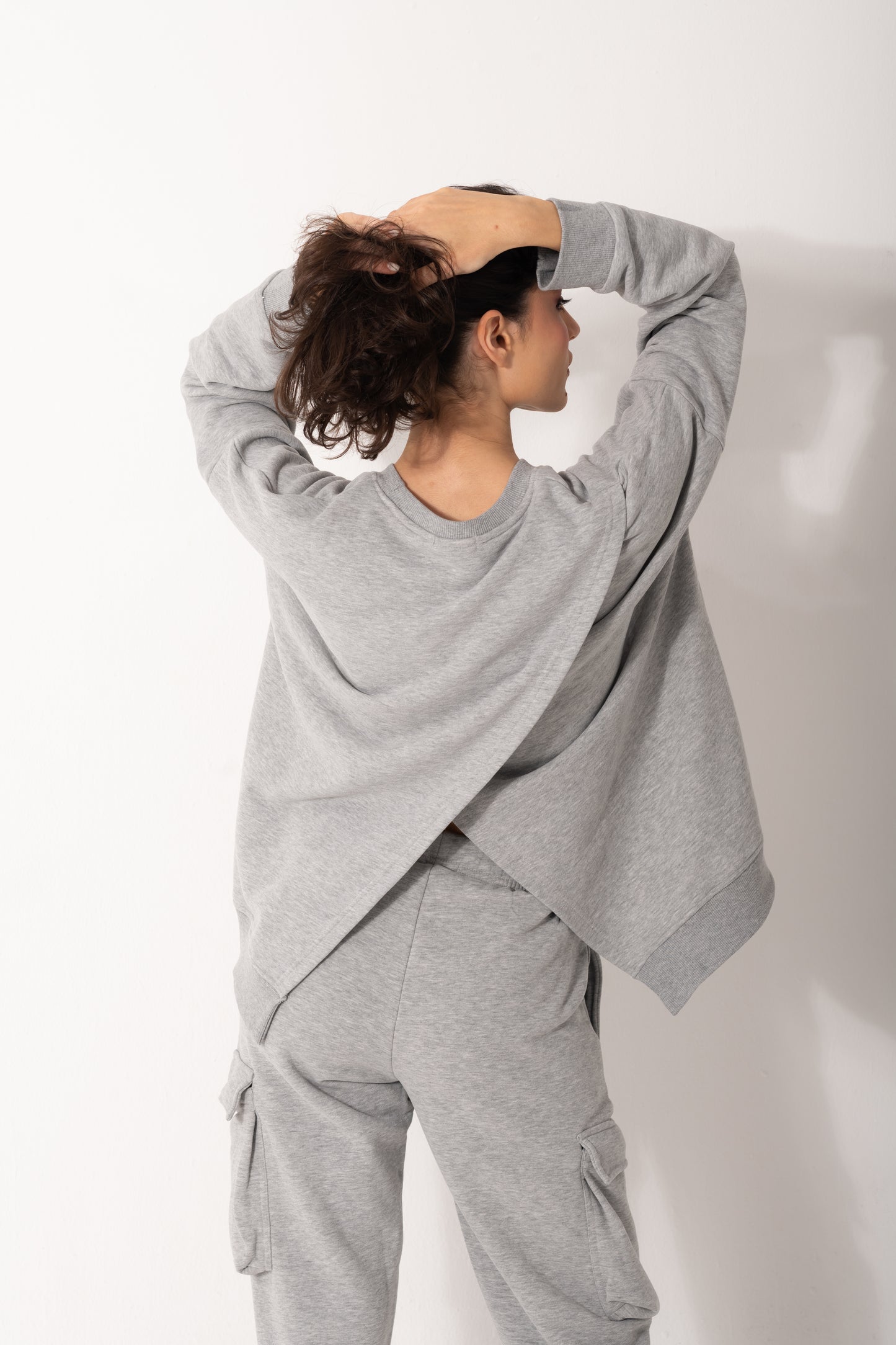 Back Slit Set In Gray/ Heavy Cotton