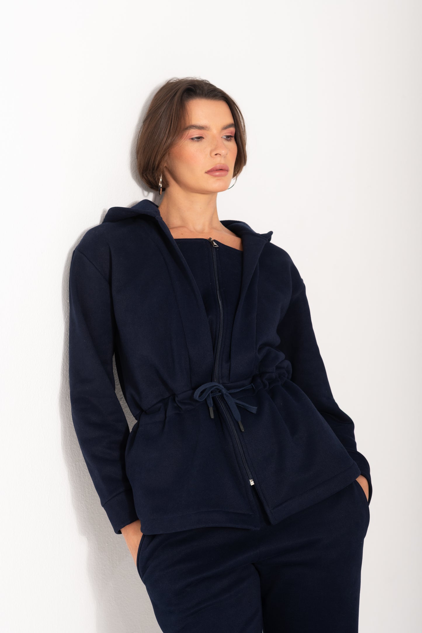 Cinched Waist Set In Navy