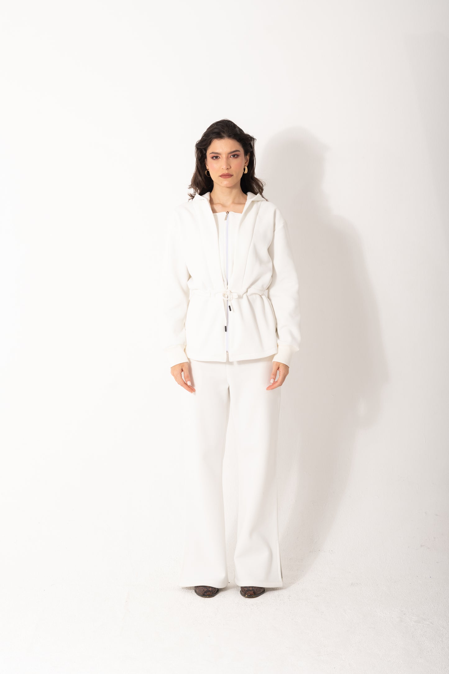Cinched Waist Set In White