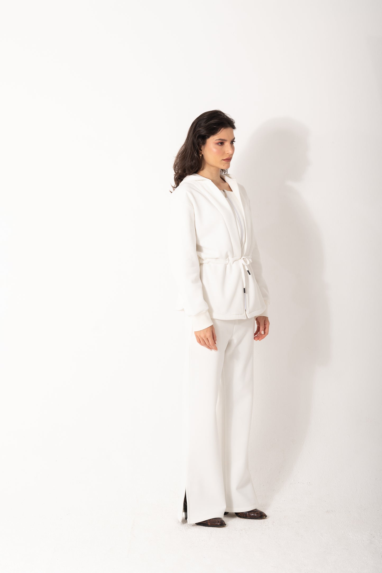 Cinched Waist Set In White