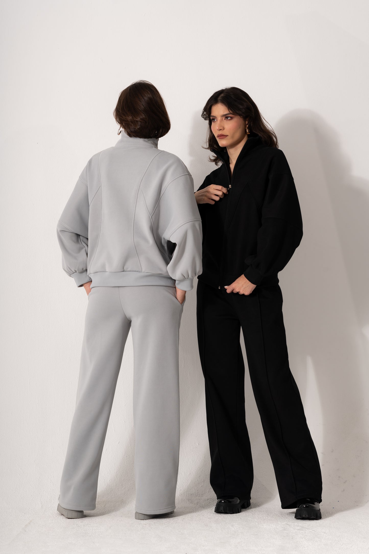 Soft Bomber Jacket Set In Black