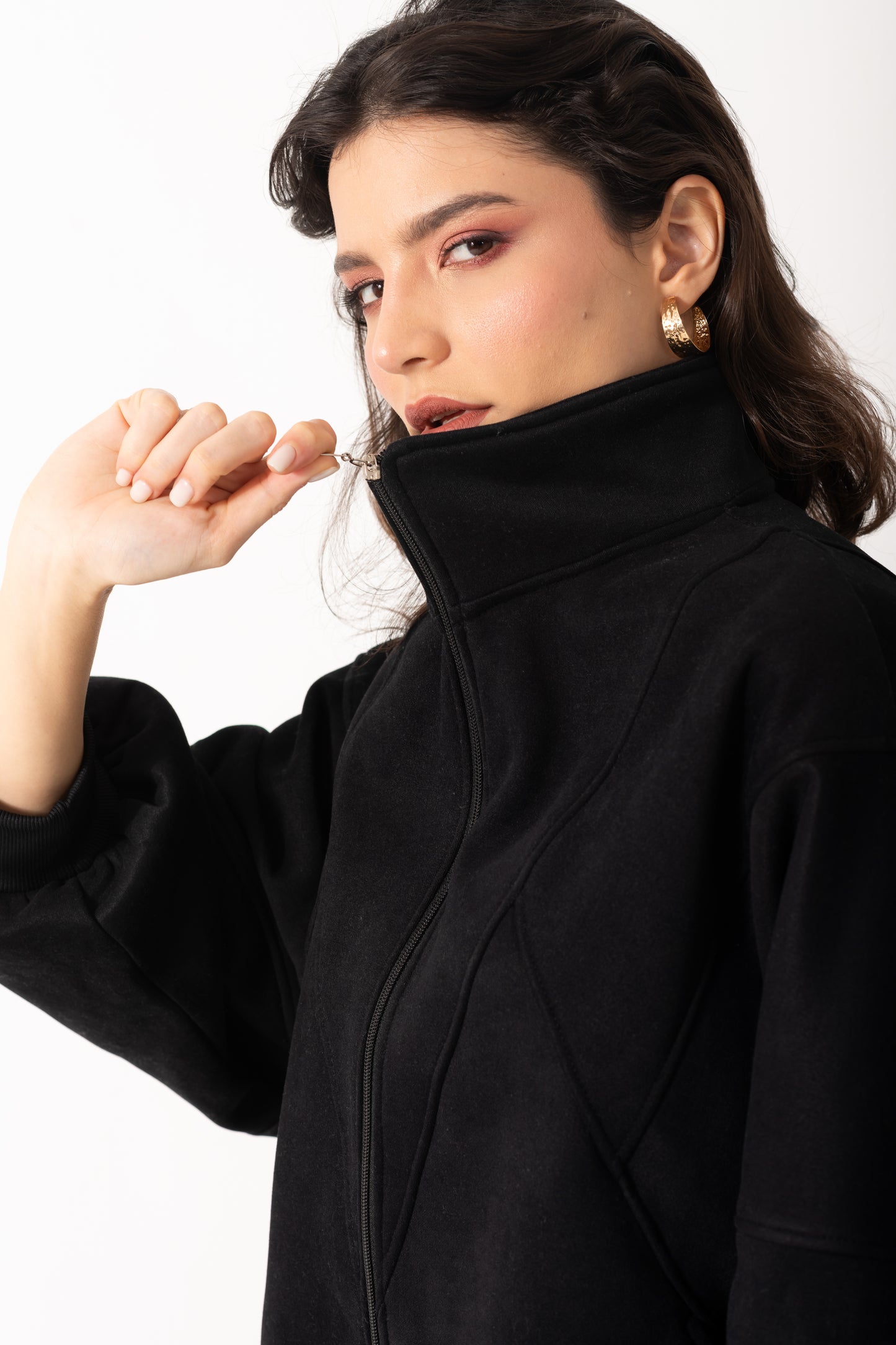 Soft Bomber Jacket Set In Black