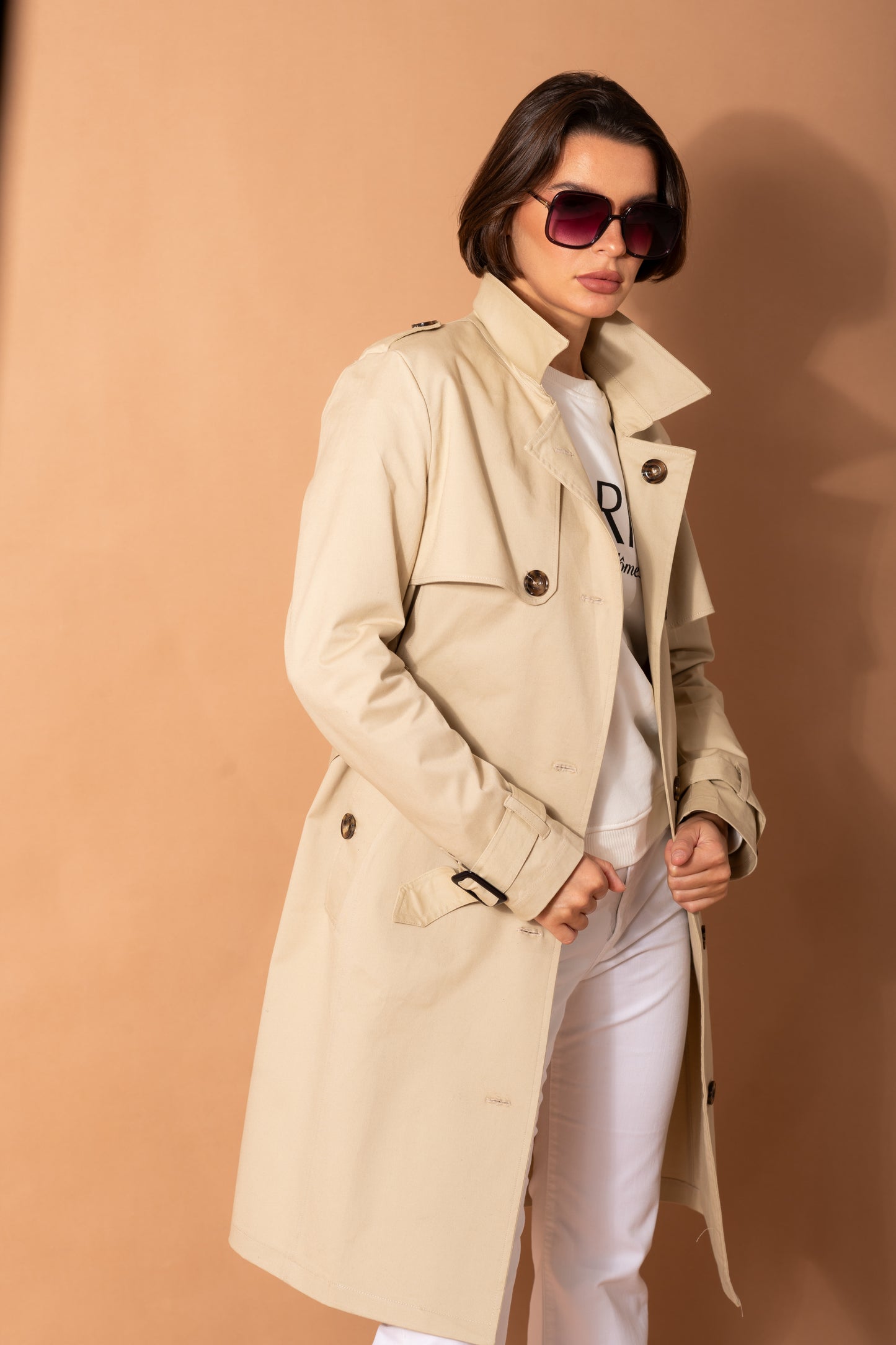 Longline Belted Trench Coat