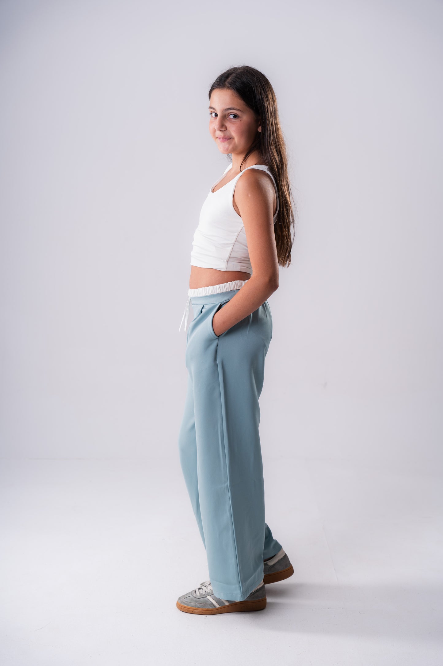 Girls Boxer Pants In Mint Green